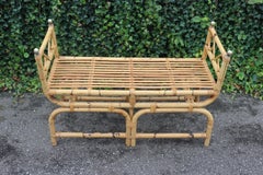 Vintage Rattan Bench, Italy, 1960s