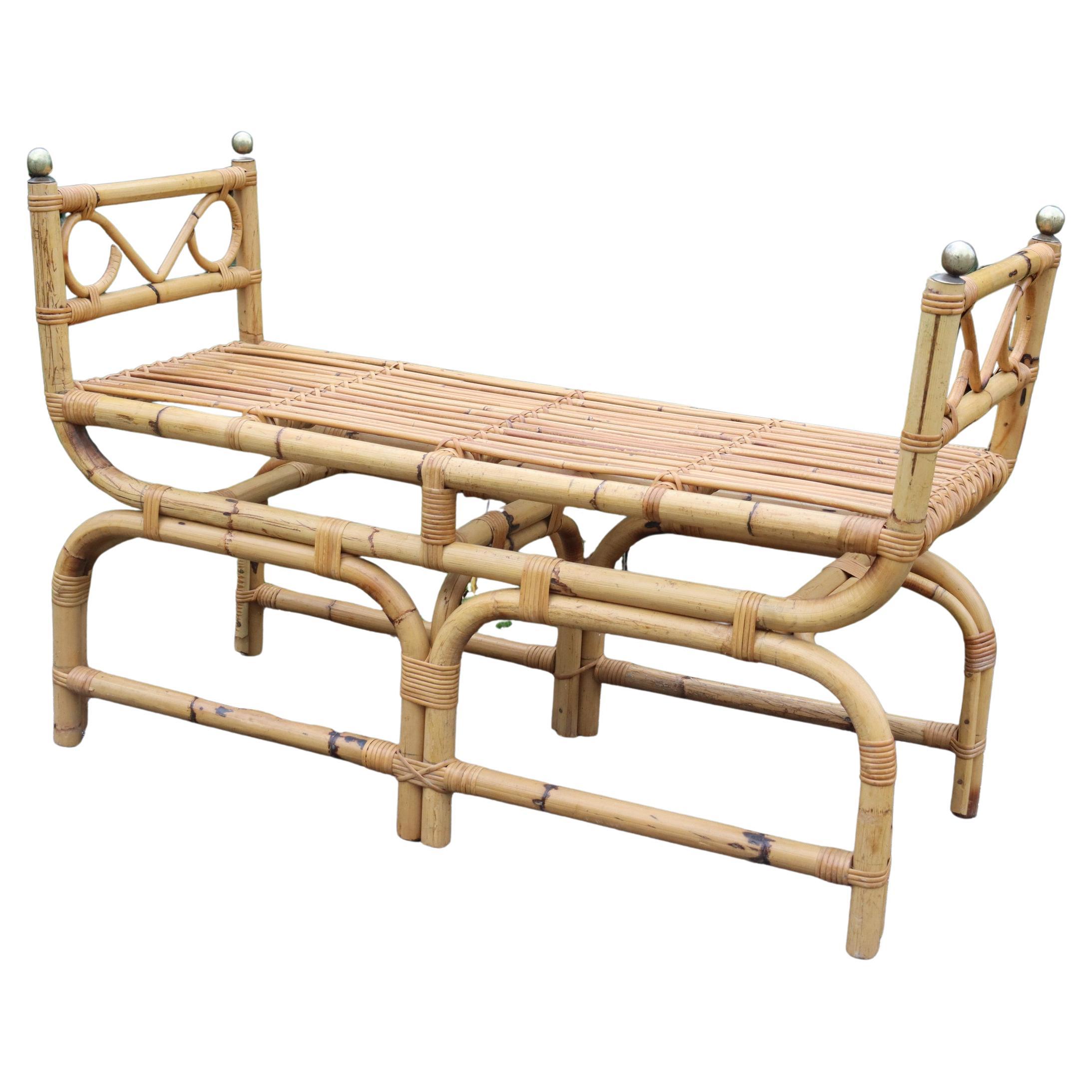 Banc vintage en rotin, Italie, 1960s Gabriella Crespi Style en vente