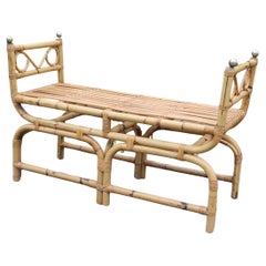 Banc vintage en rotin, Italie, 1960s Gabriella Crespi Style
