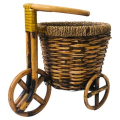 Retro Rattan Bicycle Plant Basket