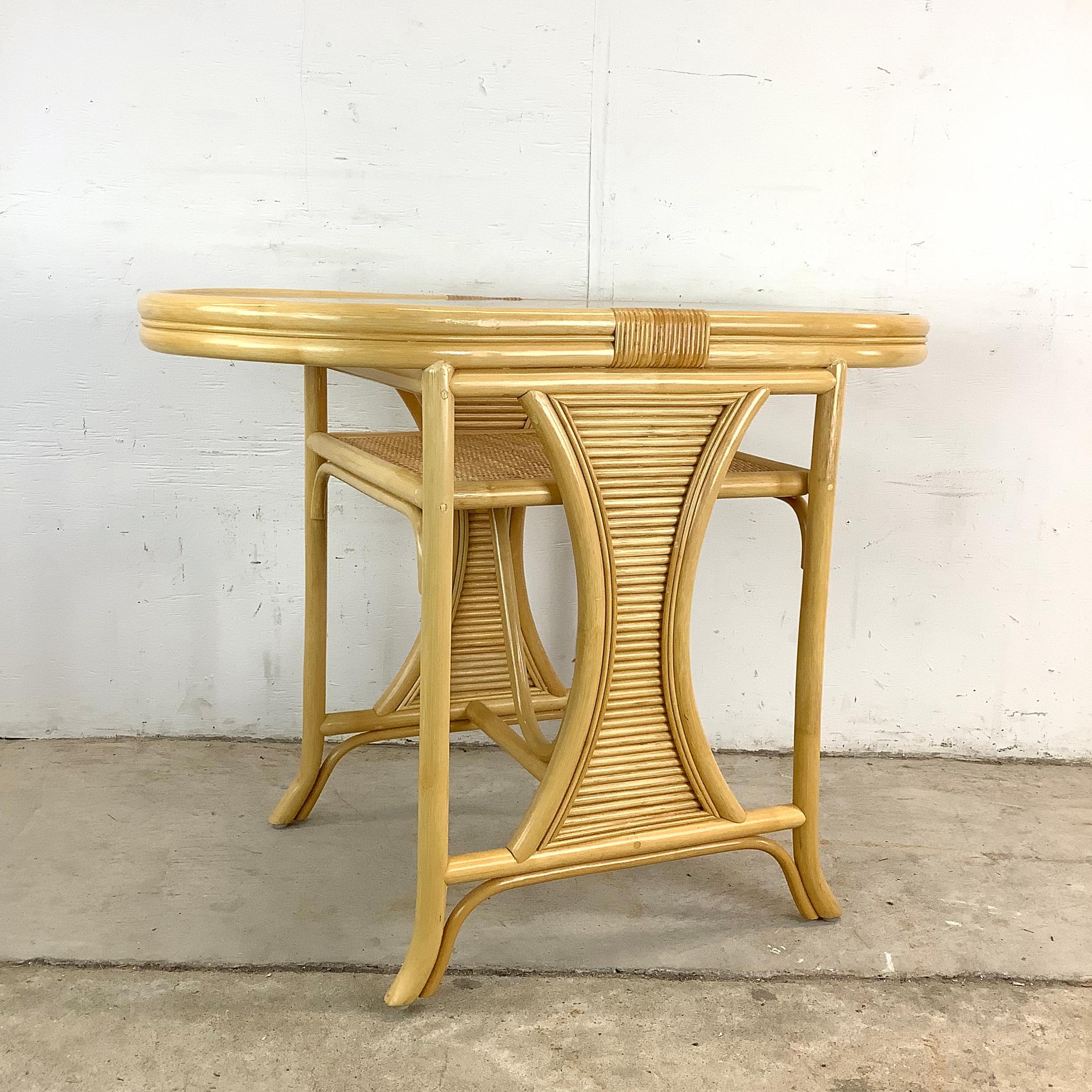 Vintage Rattan Bistro Set- Table & Chairs For Sale 8