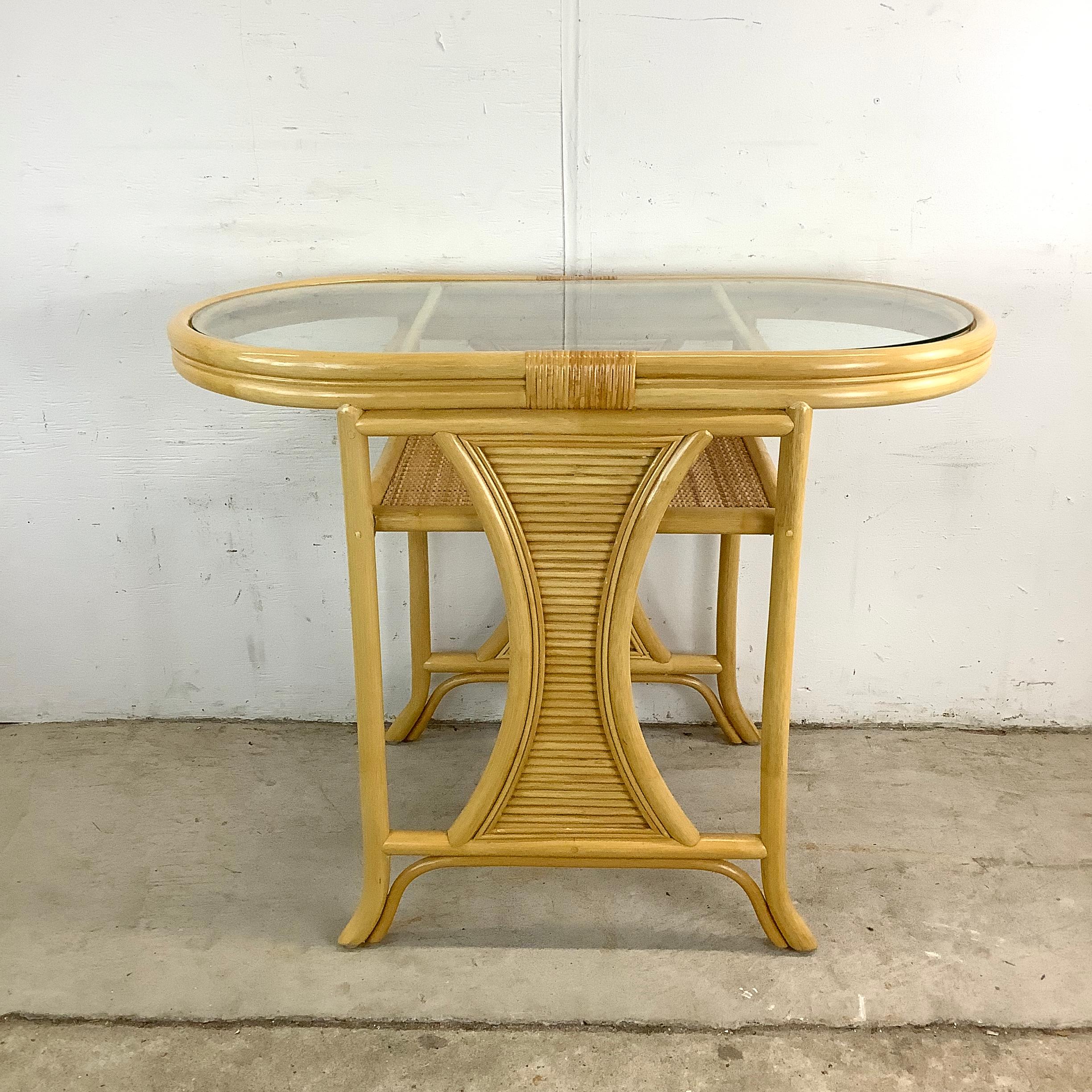 Vintage Rattan Bistro Set- Table & Chairs For Sale 9