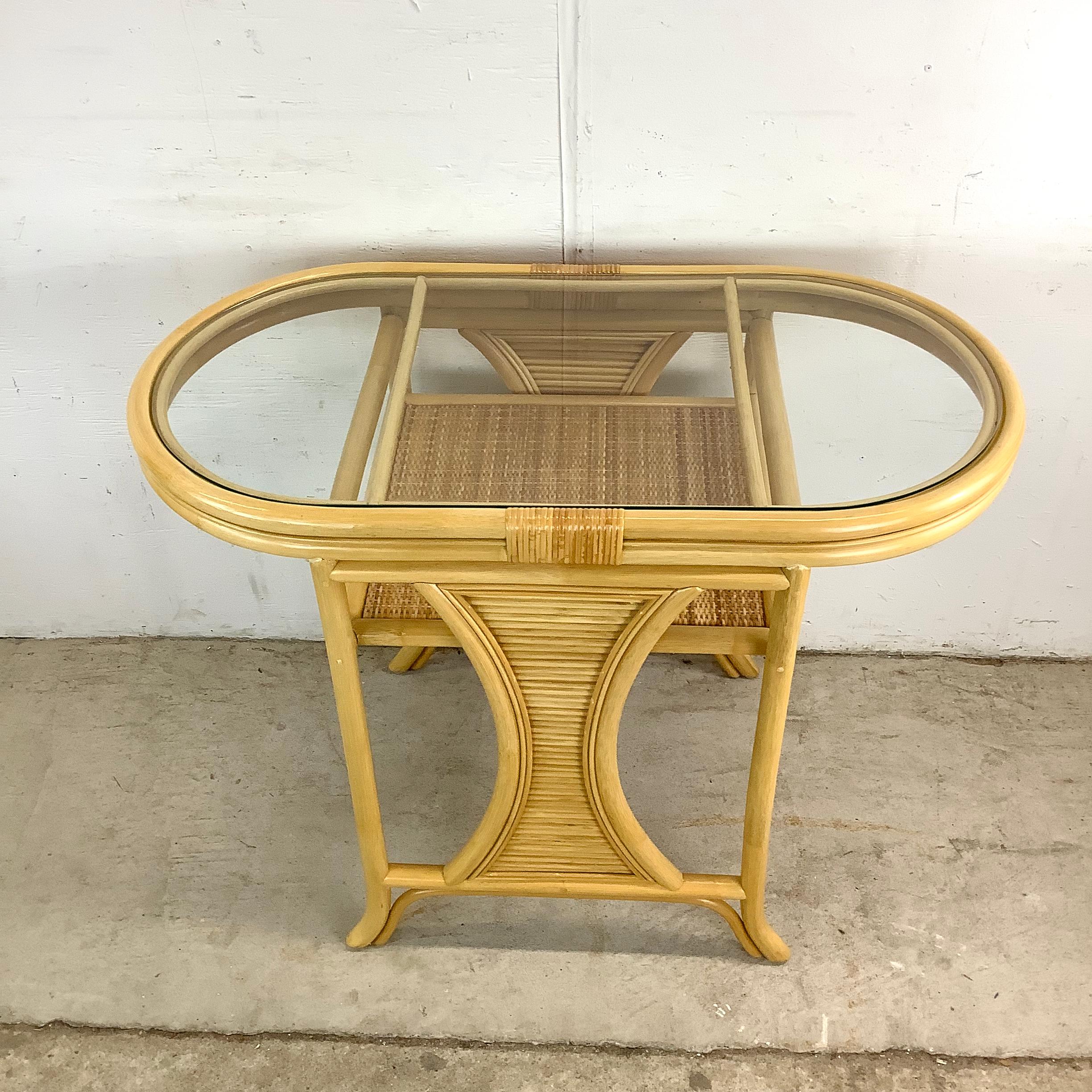 Vintage Rattan Bistro Set- Table & Chairs For Sale 10