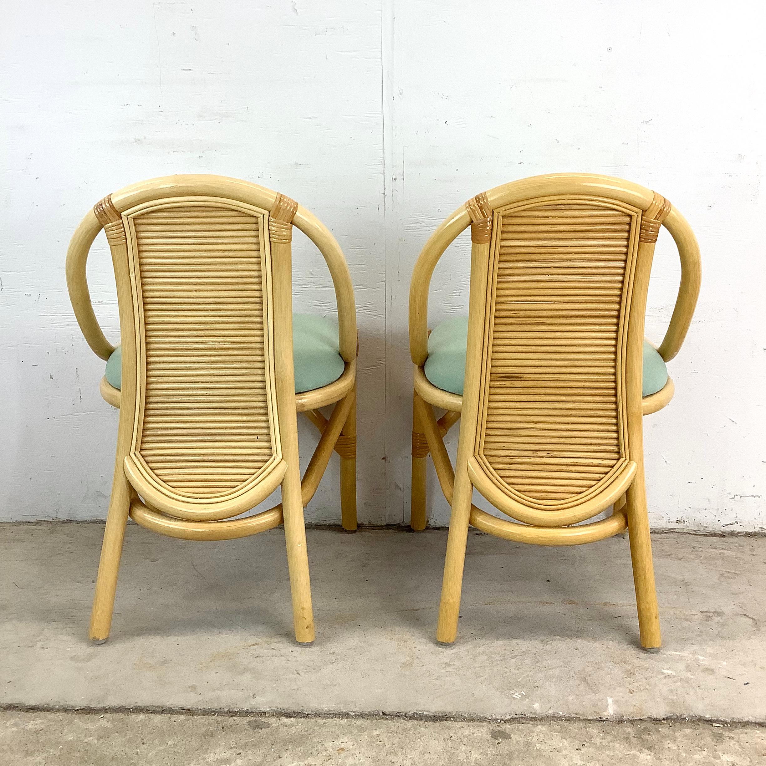 Vintage Rattan Bistro Set- Table & Chairs In Good Condition For Sale In Trenton, NJ