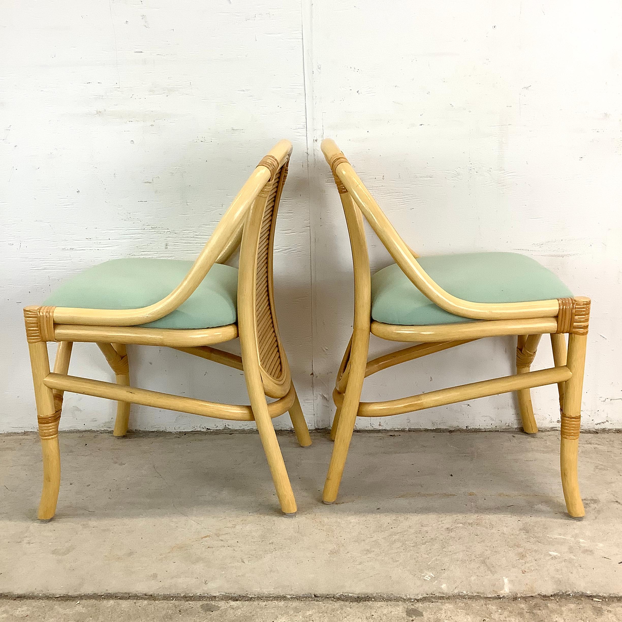 20th Century Vintage Rattan Bistro Set- Table & Chairs For Sale