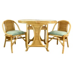 Vintage Rattan Bistro Set- Table & Chairs