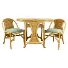 Vintage Rattan Bistro Set- Table & Chairs