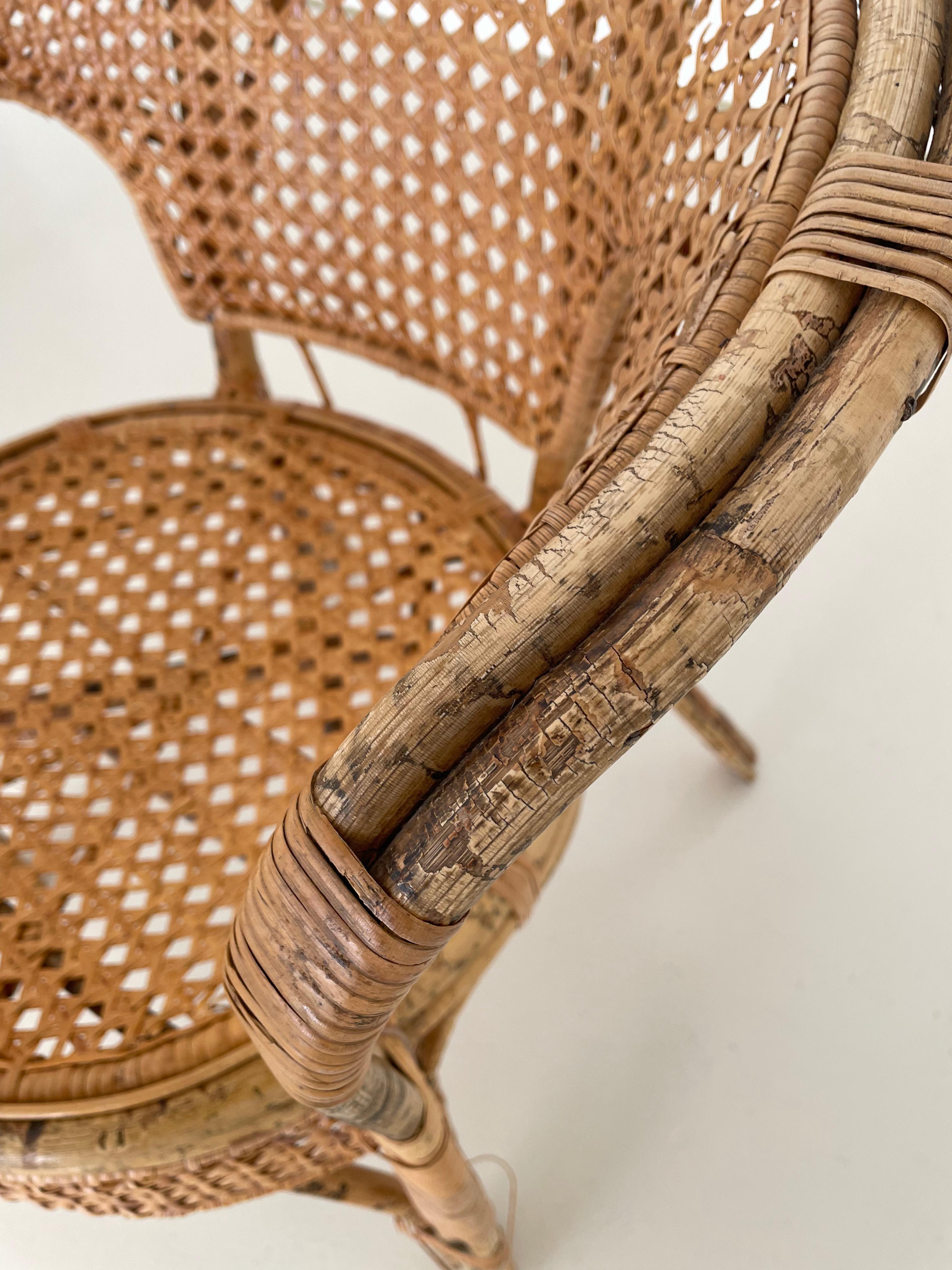 Vintage Rattan & Cane Armchairs, Set of 2 For Sale 4