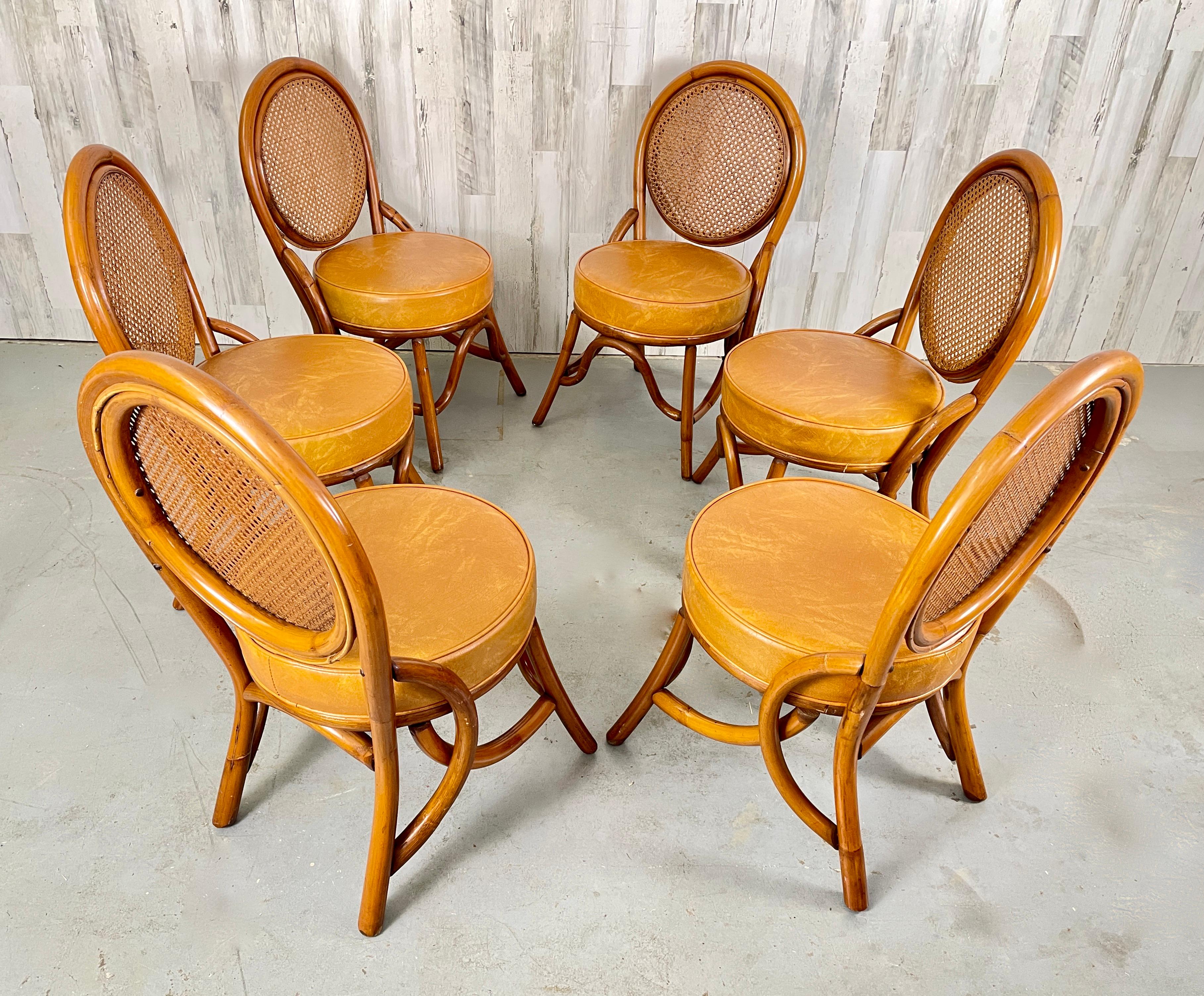 Vintage Rattan & Cane Back Dining Chairs 4