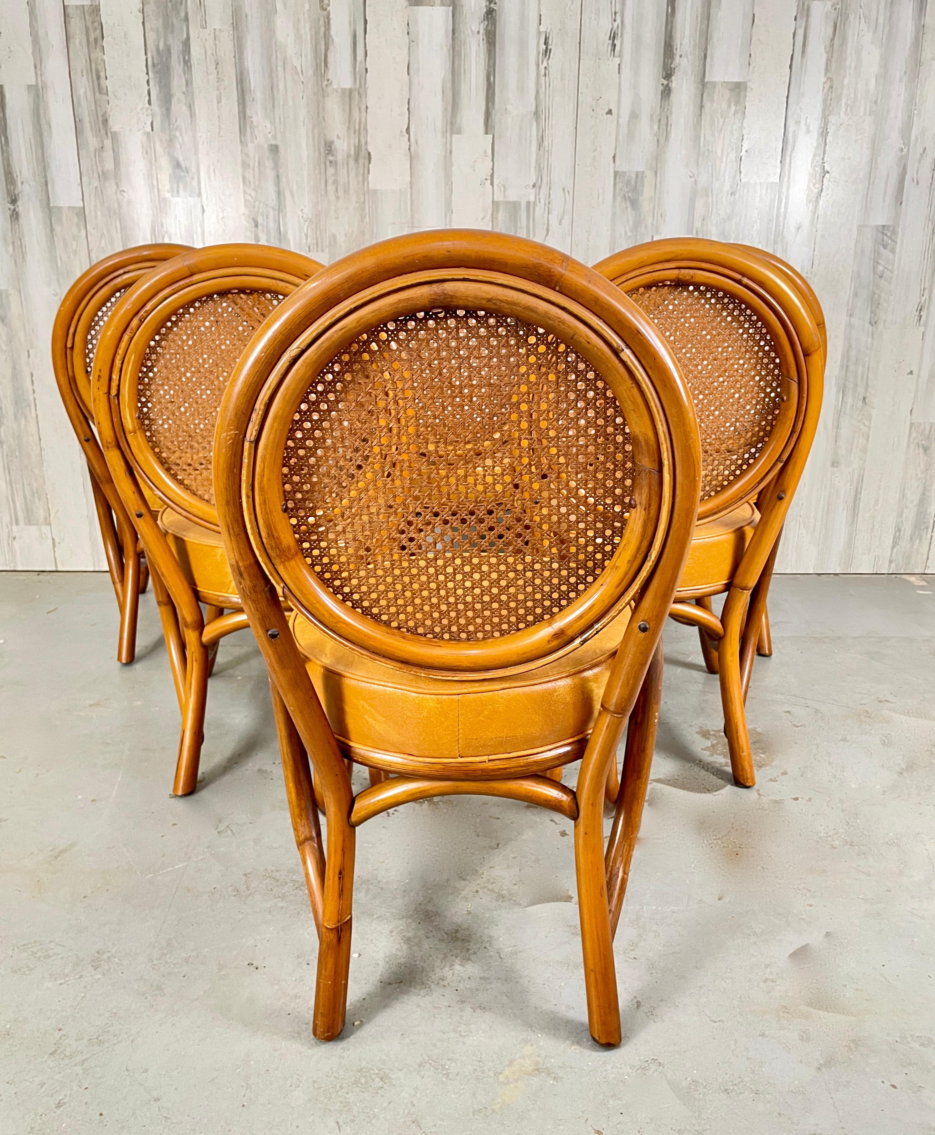 Vintage Rattan & Cane Back Dining Chairs 6