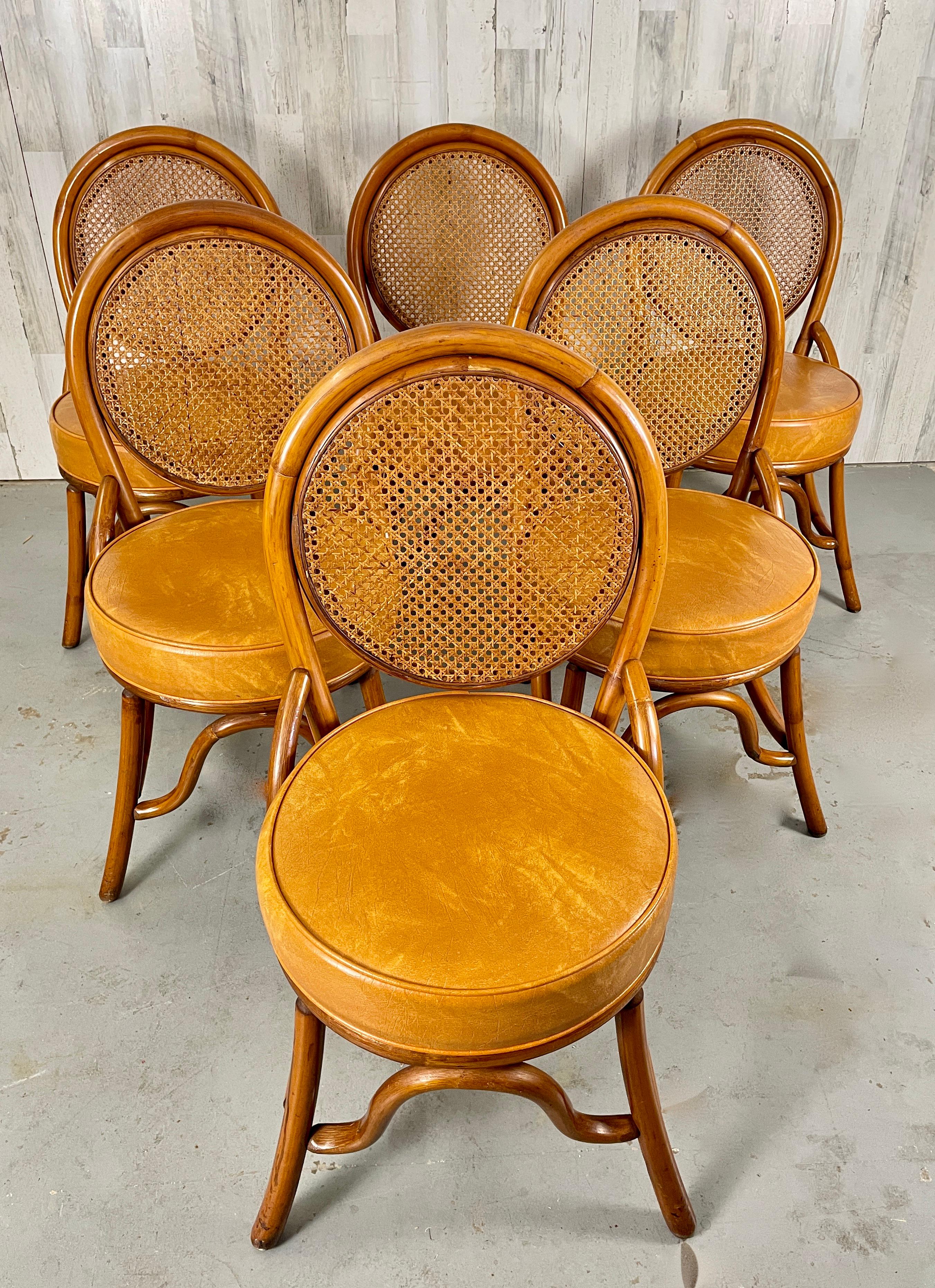 Vintage Rattan & Cane Back Dining Chairs 7
