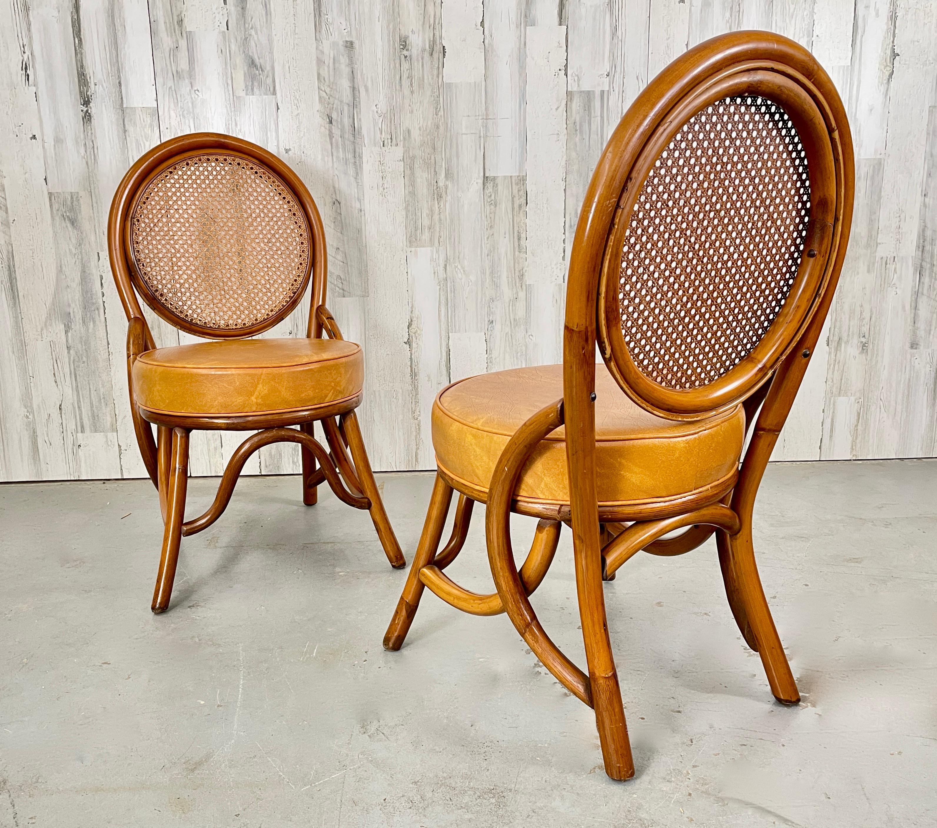 20th Century Vintage Rattan & Cane Back Dining Chairs