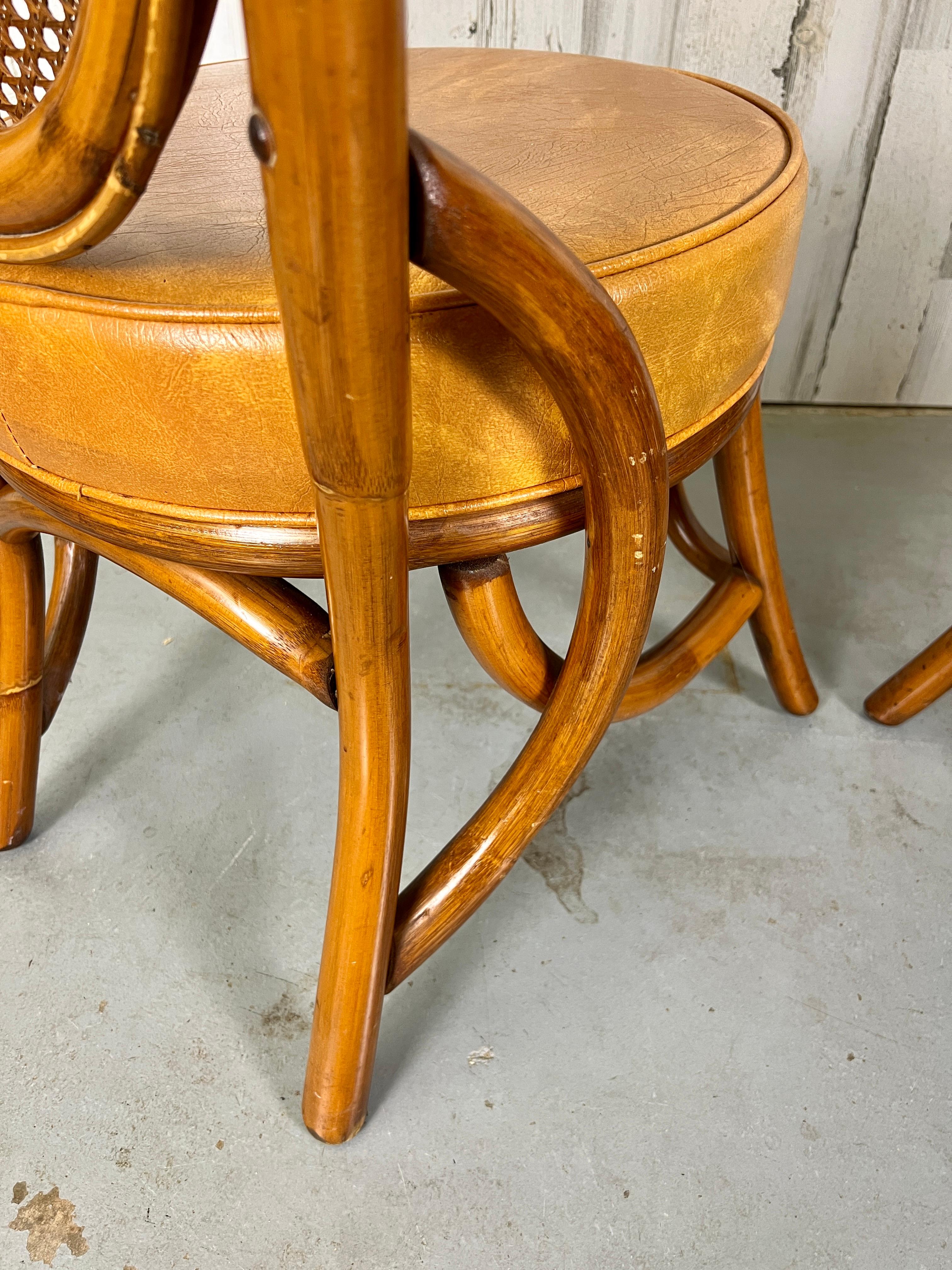 Mid-Century Modern Vintage Rattan & Cane Back Dining Chairs
