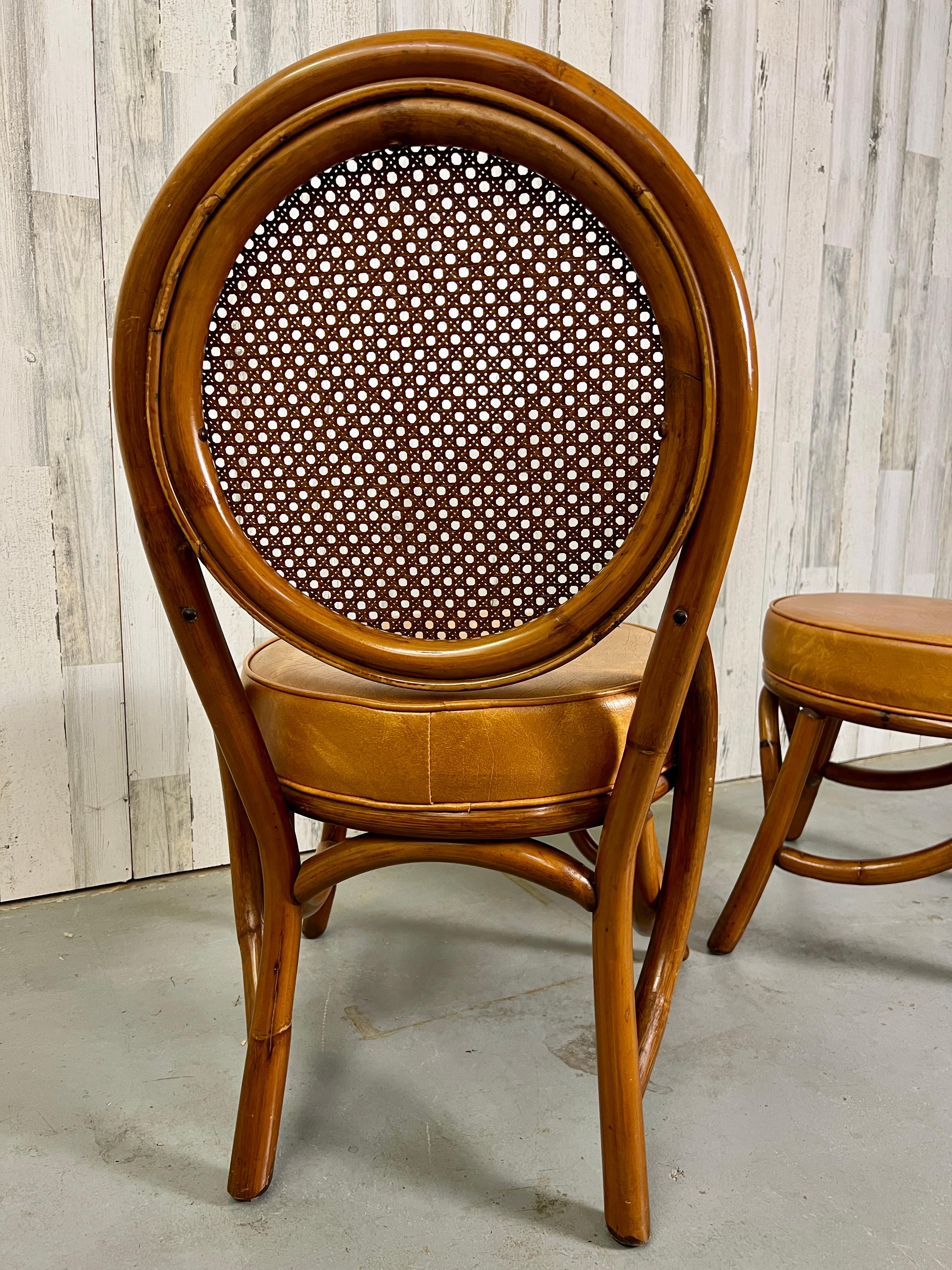 20th Century Vintage Rattan & Cane Back Dining Chairs