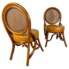 Vintage Rattan & Cane Back Dining Chairs