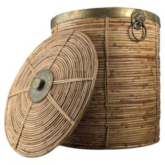 Vintage Rattan Cane Bamboo Basket 1960s