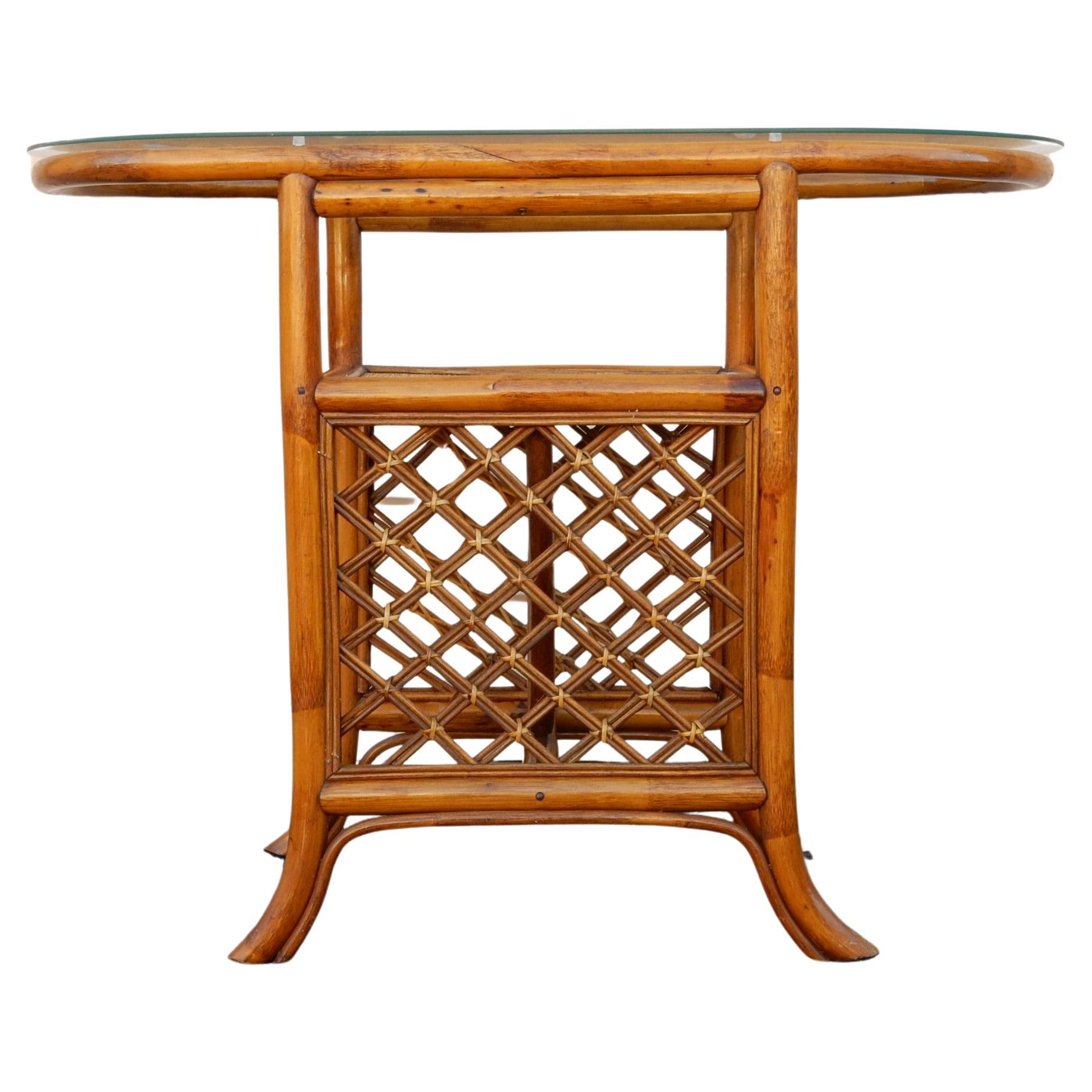 Late 20th Century Vintage Rattan & Cane Bistro Table and Chair Honeymoon Set For Sale
