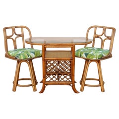 Vintage Rattan & Cane Bistro Table and Chair Honeymoon Set