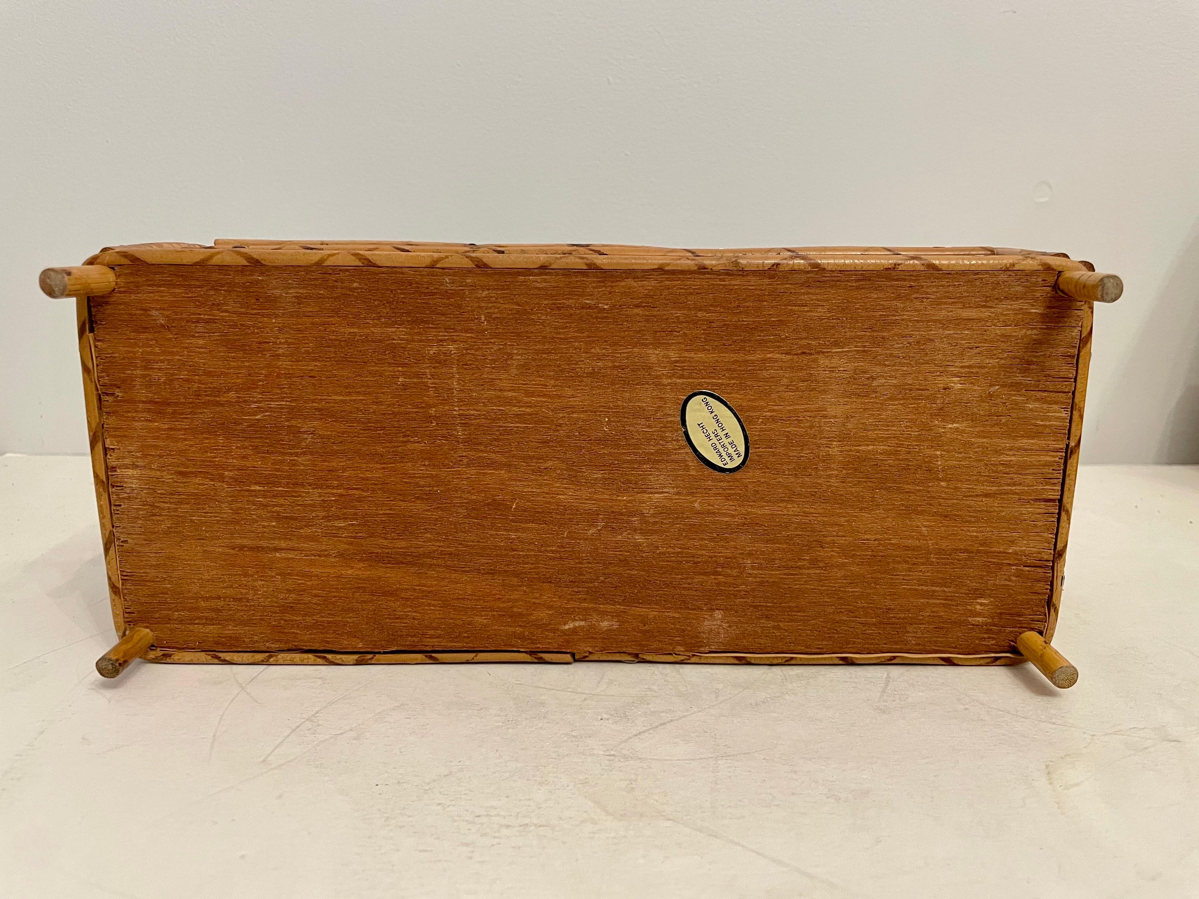Wicker Vintage Rattan Caned Letter Holder Desk Organizer For Sale