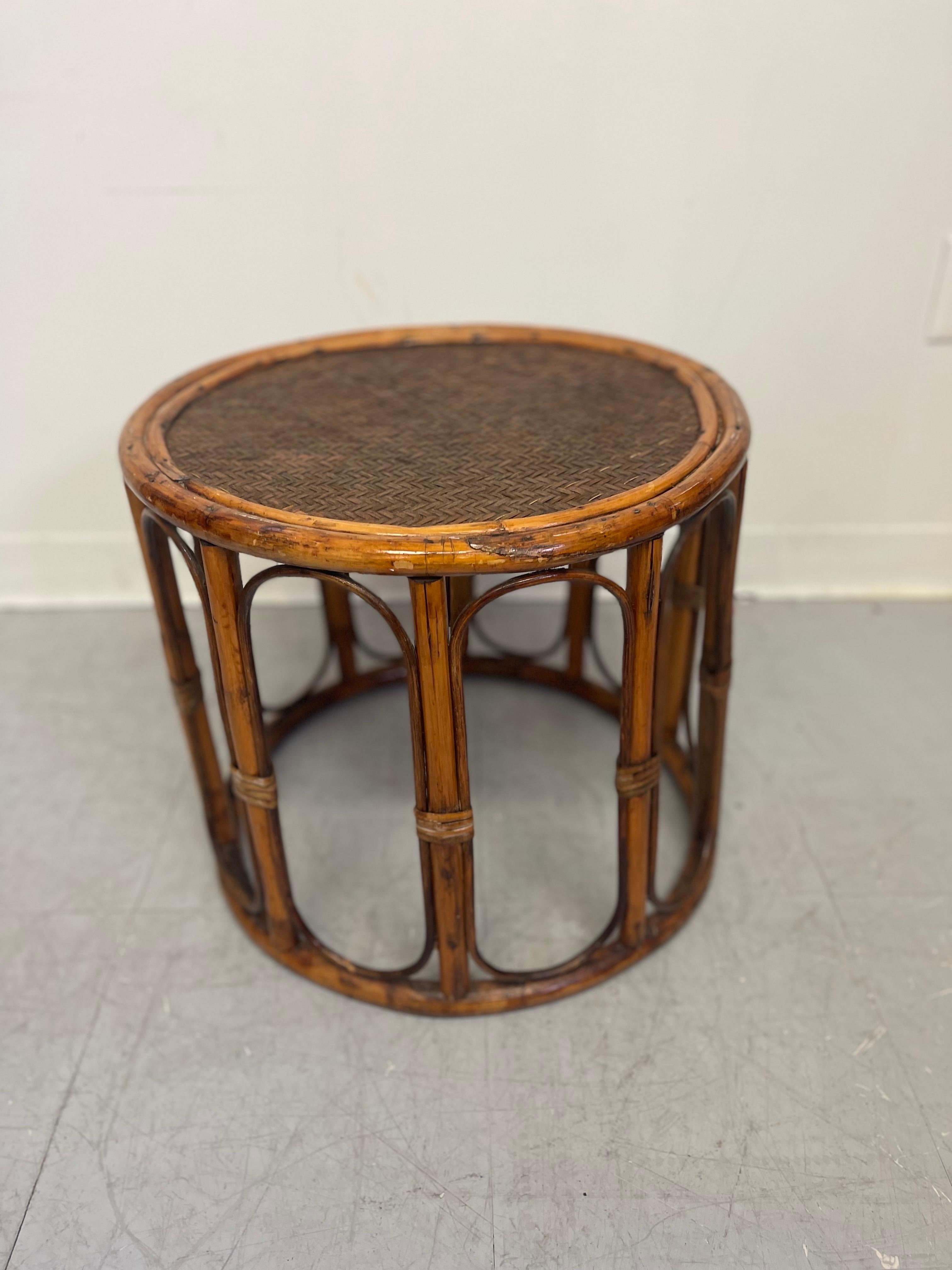 Bentwood Vintage Rattan Caning Circular
Side Table For Sale