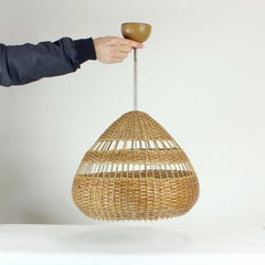 Vintage Rattan Ceiling Light, Czechoslovakia 1960s