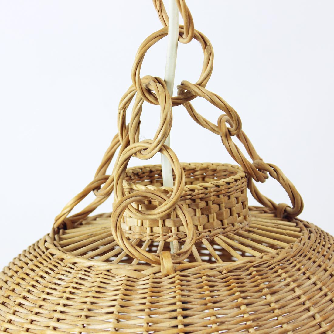  Vintage Rattan Ceiling Light, Czechoslovakia 1960s In Good Condition For Sale In Zohor, SK