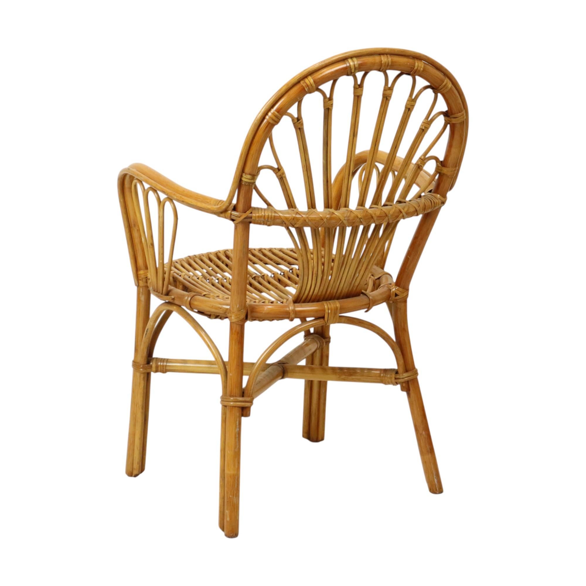 Vintage Rattan Stuhl Sessel Boho Design 70er Jahre im Zustand „Gut“ im Angebot in Poperinge, BE