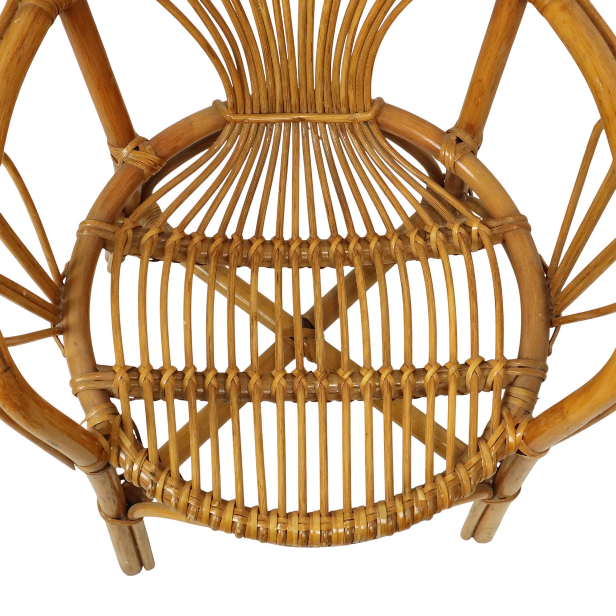 Vintage Rattan Stuhl Sessel Boho Design 70er Jahre im Angebot 3
