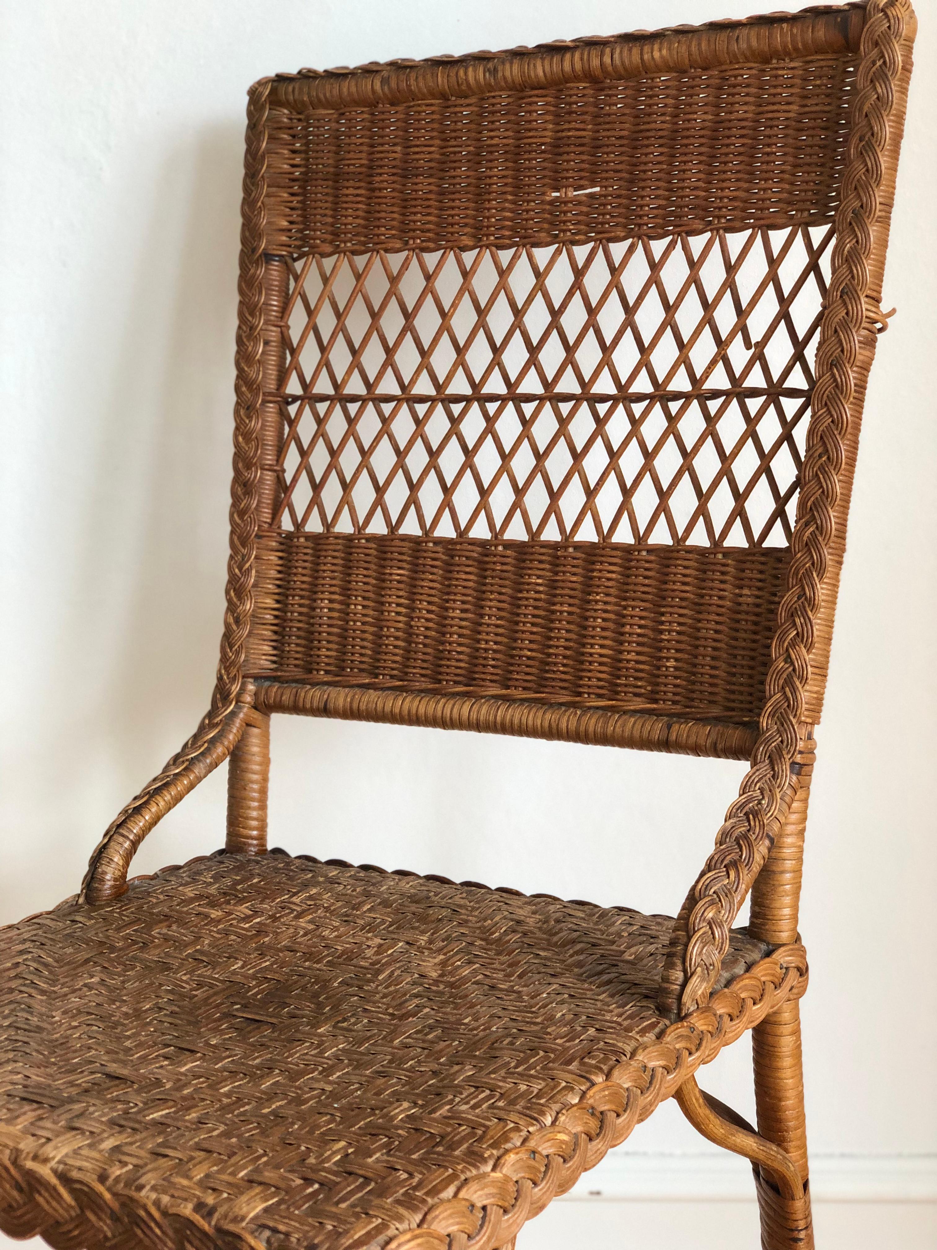 A rare vintage rattan chair by Danish maker Robert Wengler, often regarded as the father of modern Danish wicker furniture. Handcrafted in Copenhagen in the early 20th century, this piece reflects the elegance and craftsmanship that made Wengler’s
