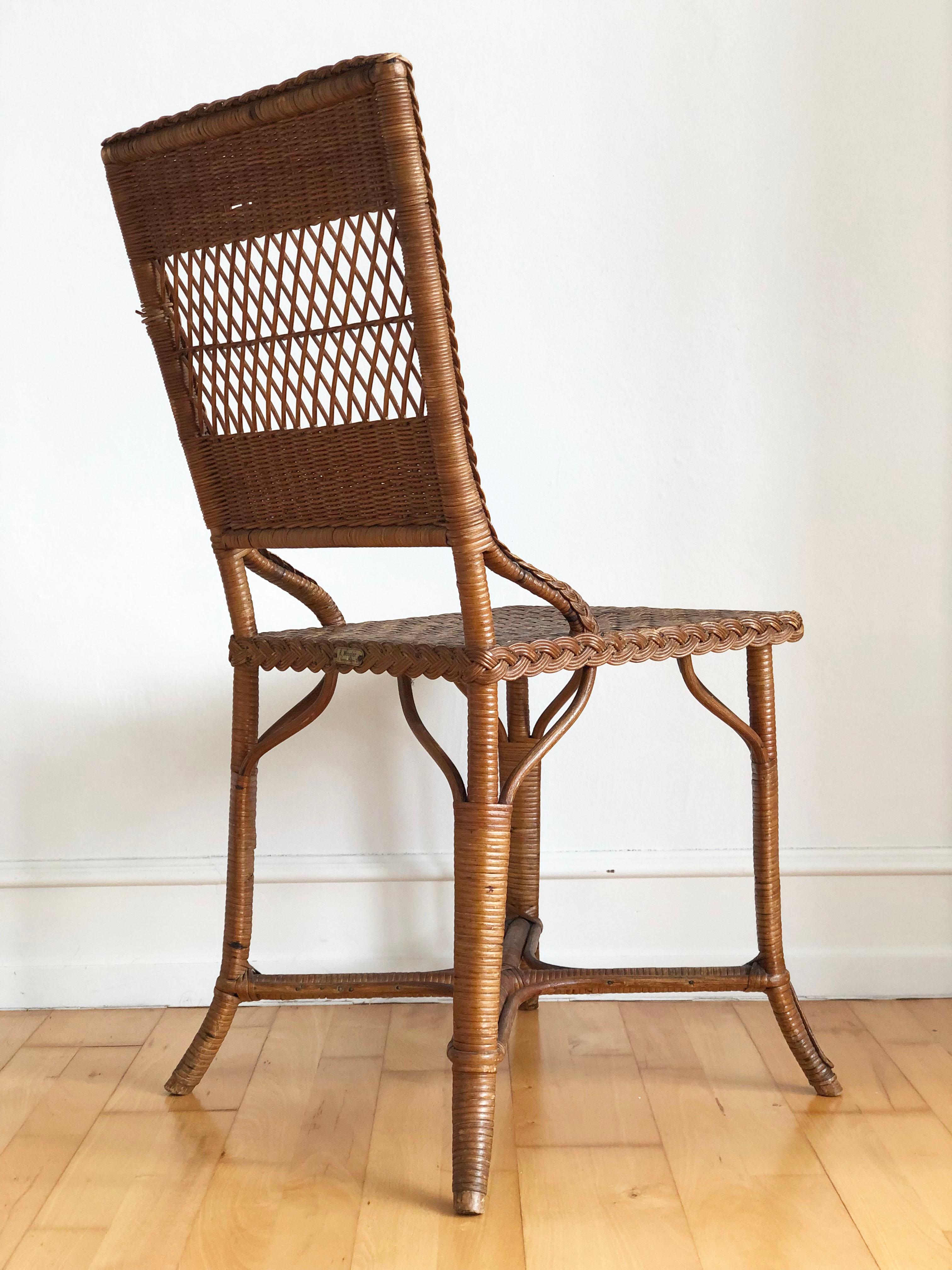 Vintage Rattan Chair by R. Wengler, Copenhagen In Good Condition For Sale In Sakskøbing, DK