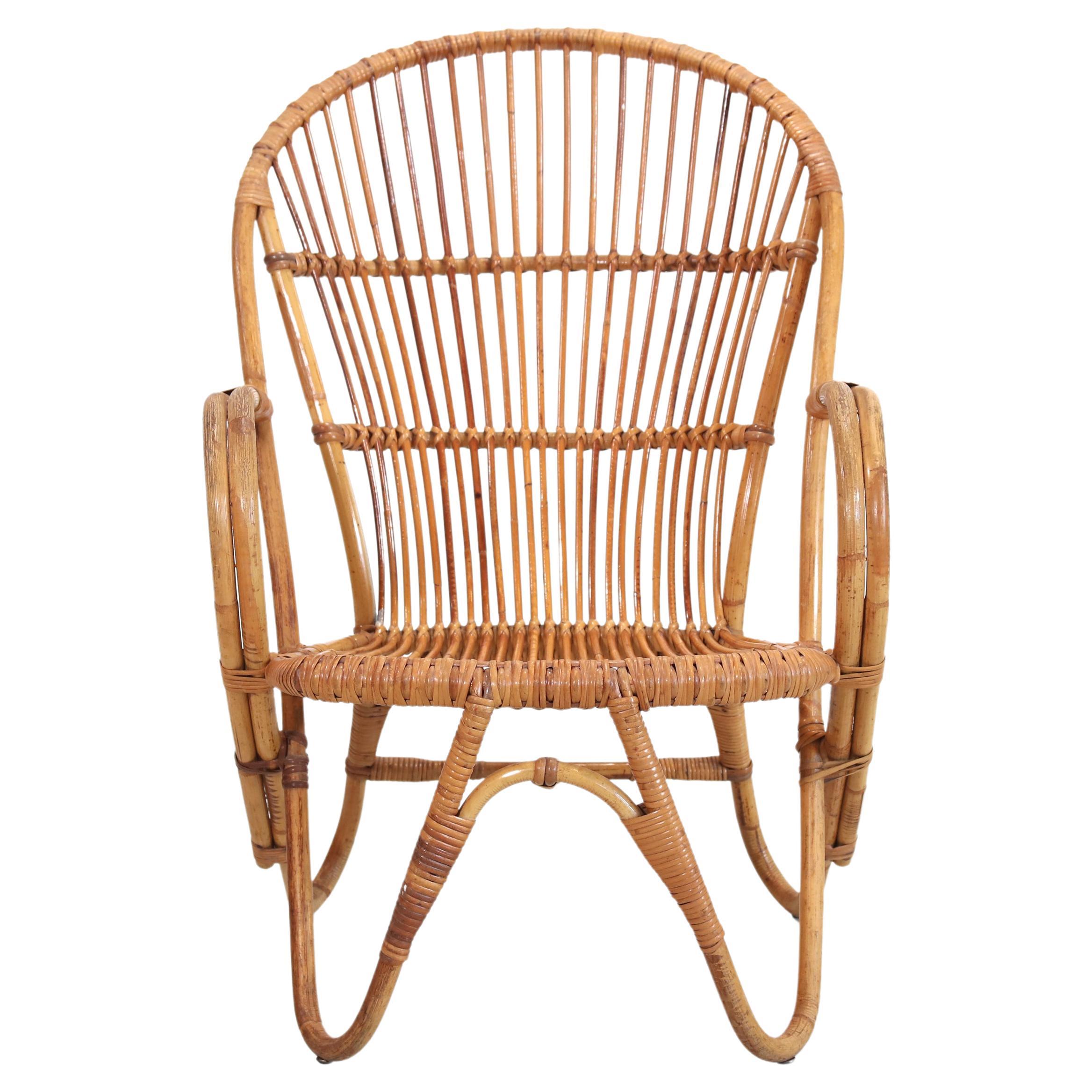 Vintage rattan chair by Rohe Noordwolde, 1960's For Sale at 1stDibs