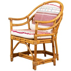 Vintage Rattan Chair with Injiri Cushions