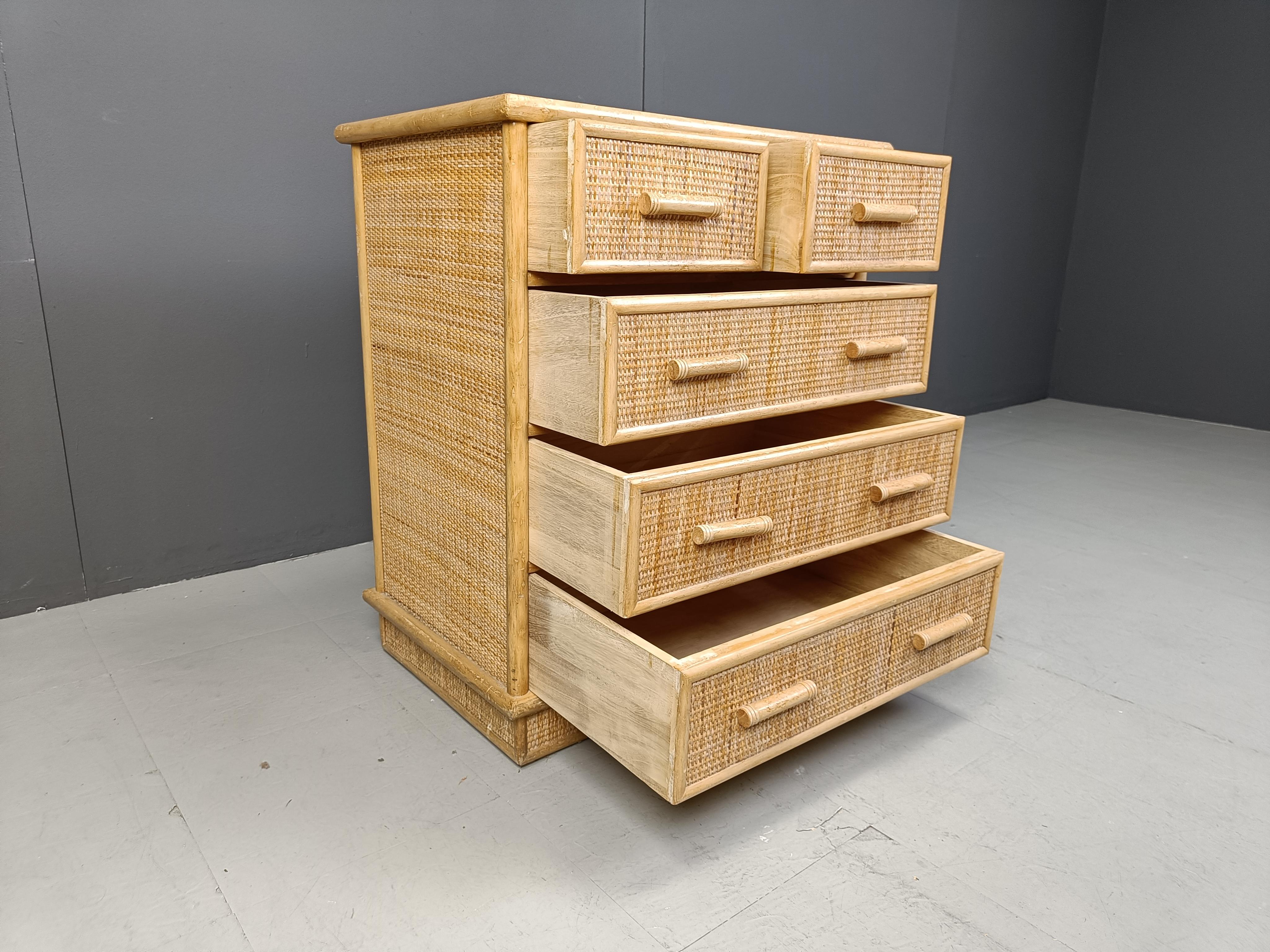 Vintage rattan chest of drawers, 1970s 3
