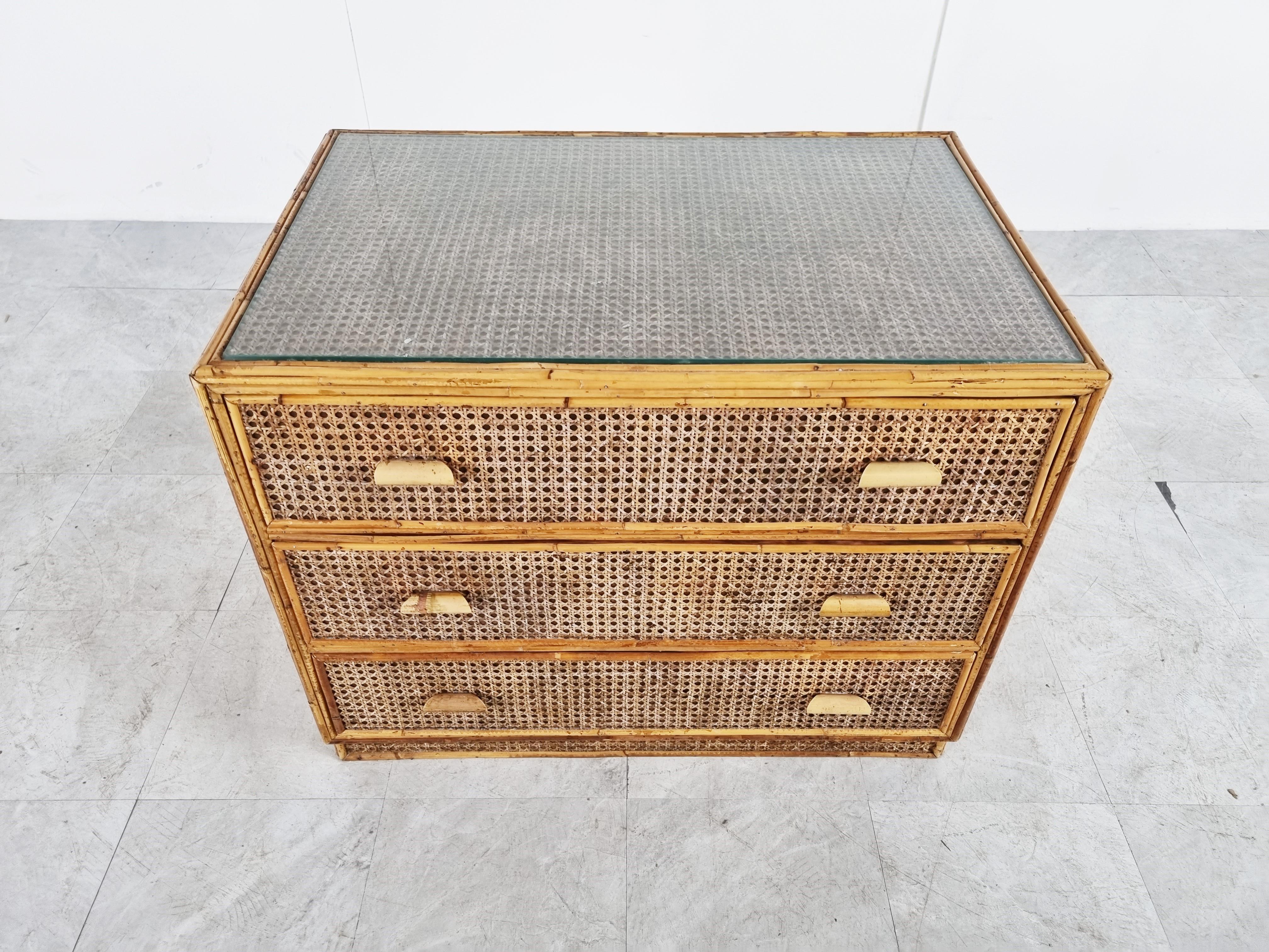 Bohemian Vintage Rattan Chest of Drawers, 1970s