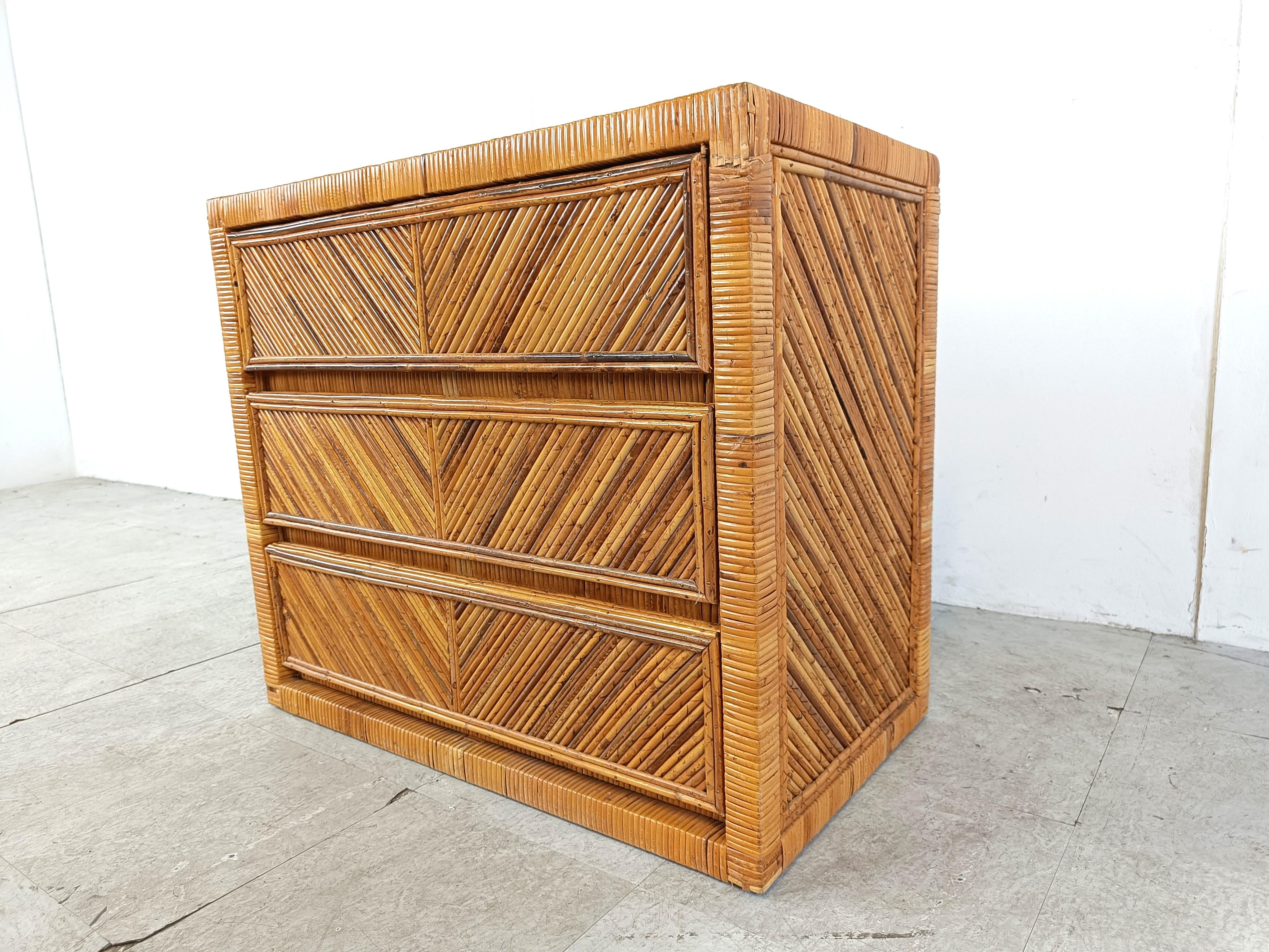 Vintage rattan chest of drawers, 1970s In Good Condition In HEVERLEE, BE