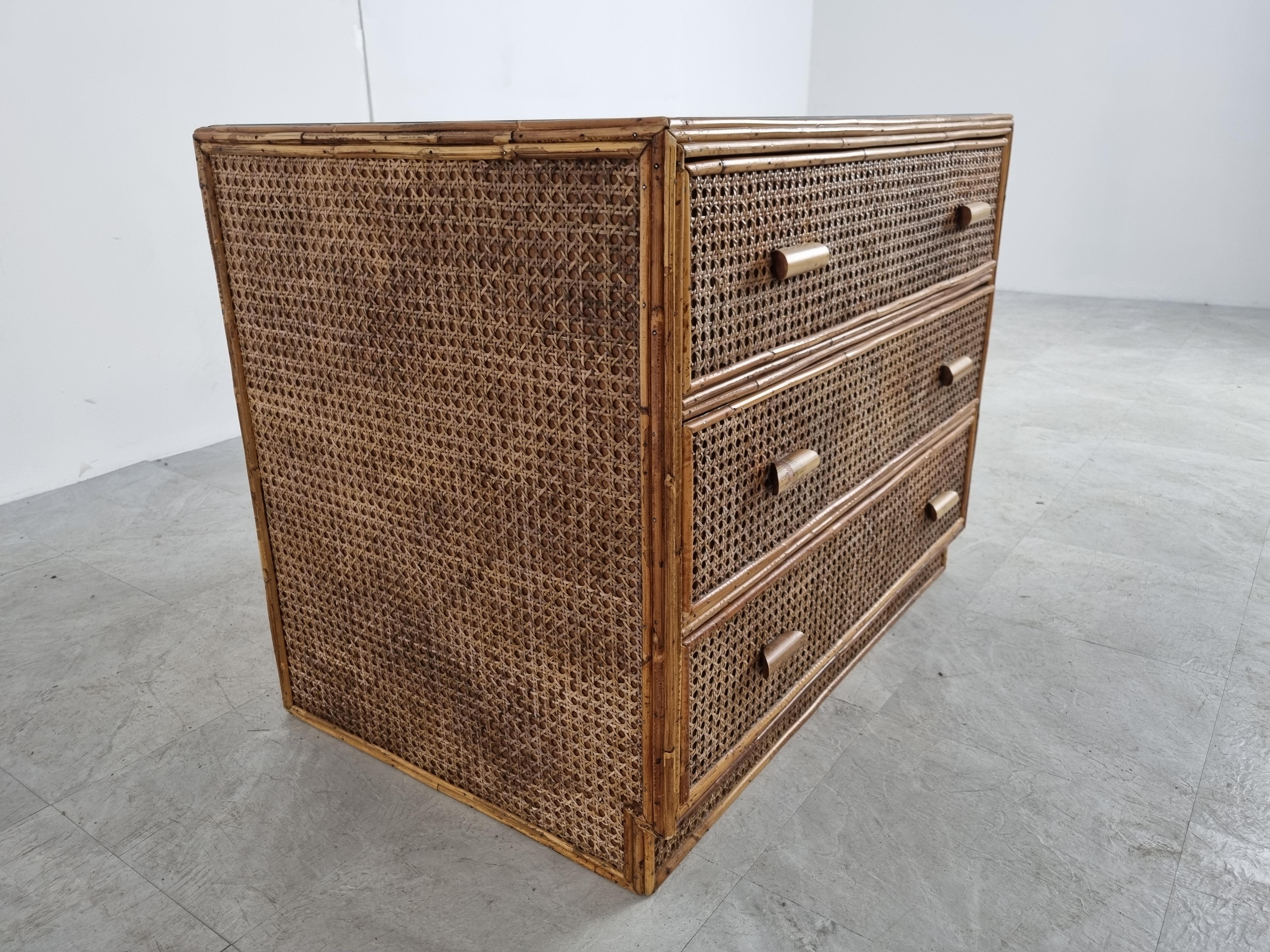 Late 20th Century Vintage Rattan Chest of Drawers, 1970s