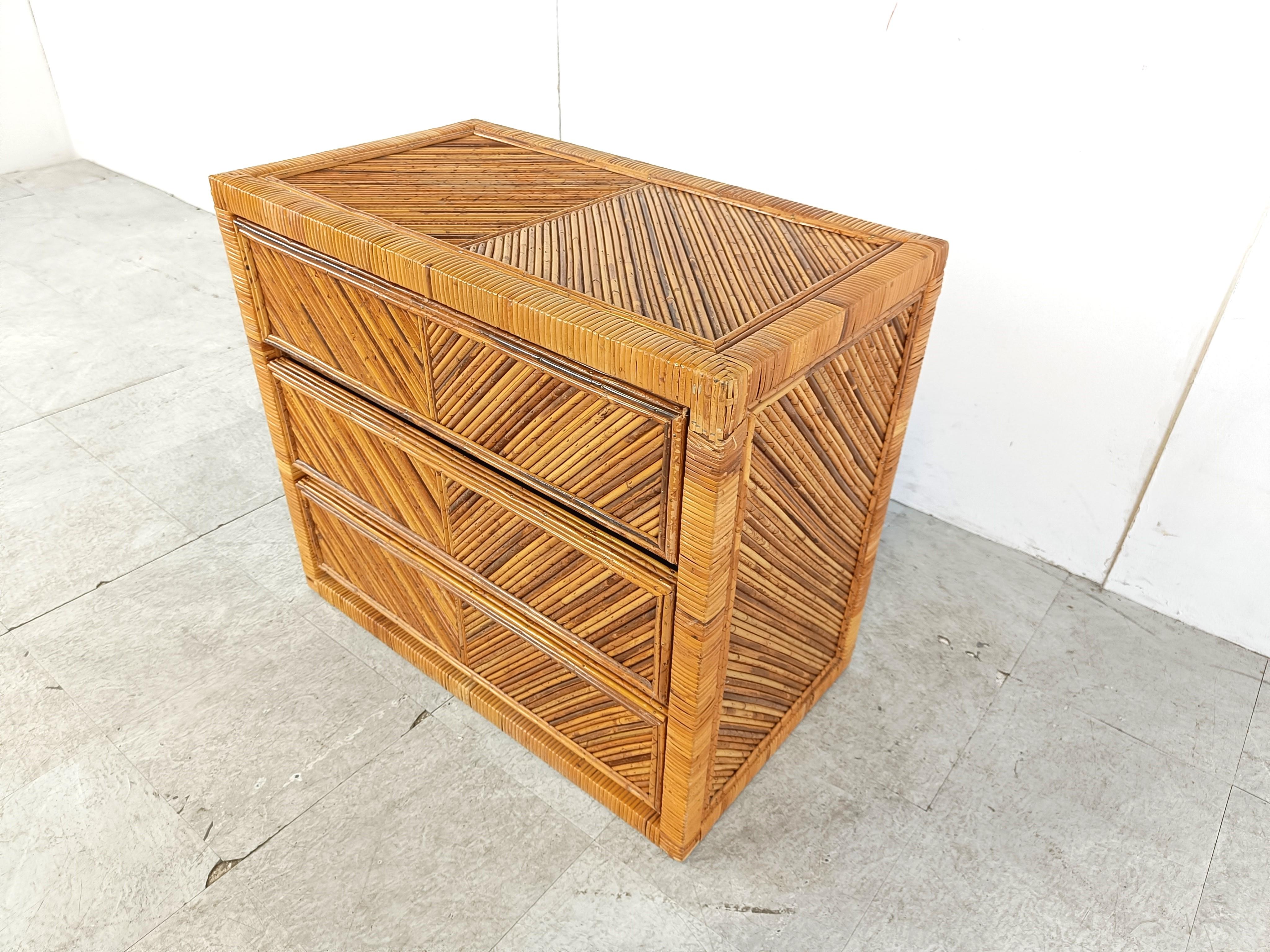 Late 20th Century Vintage rattan chest of drawers, 1970s