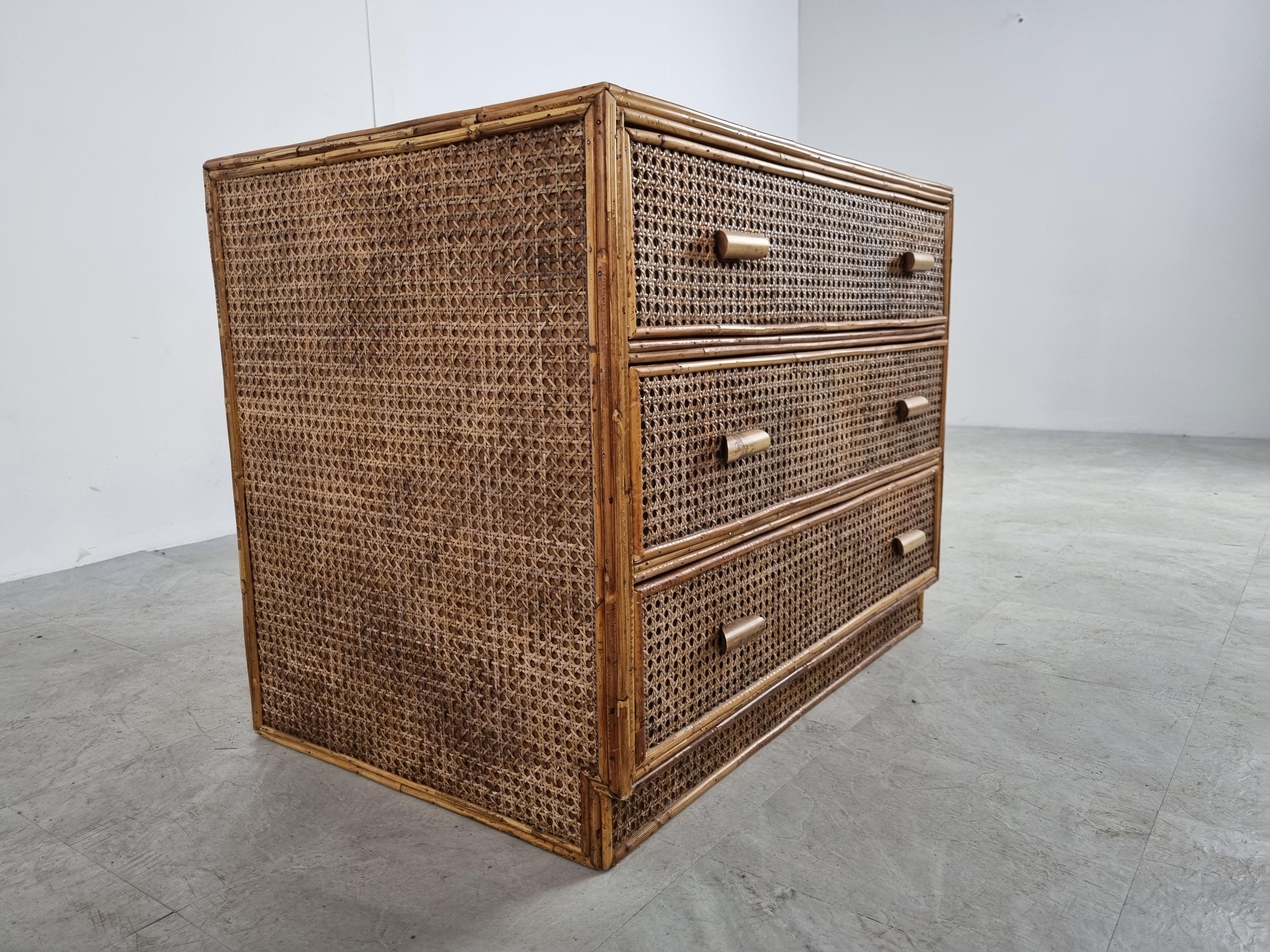 Bamboo Vintage Rattan Chest of Drawers, 1970s