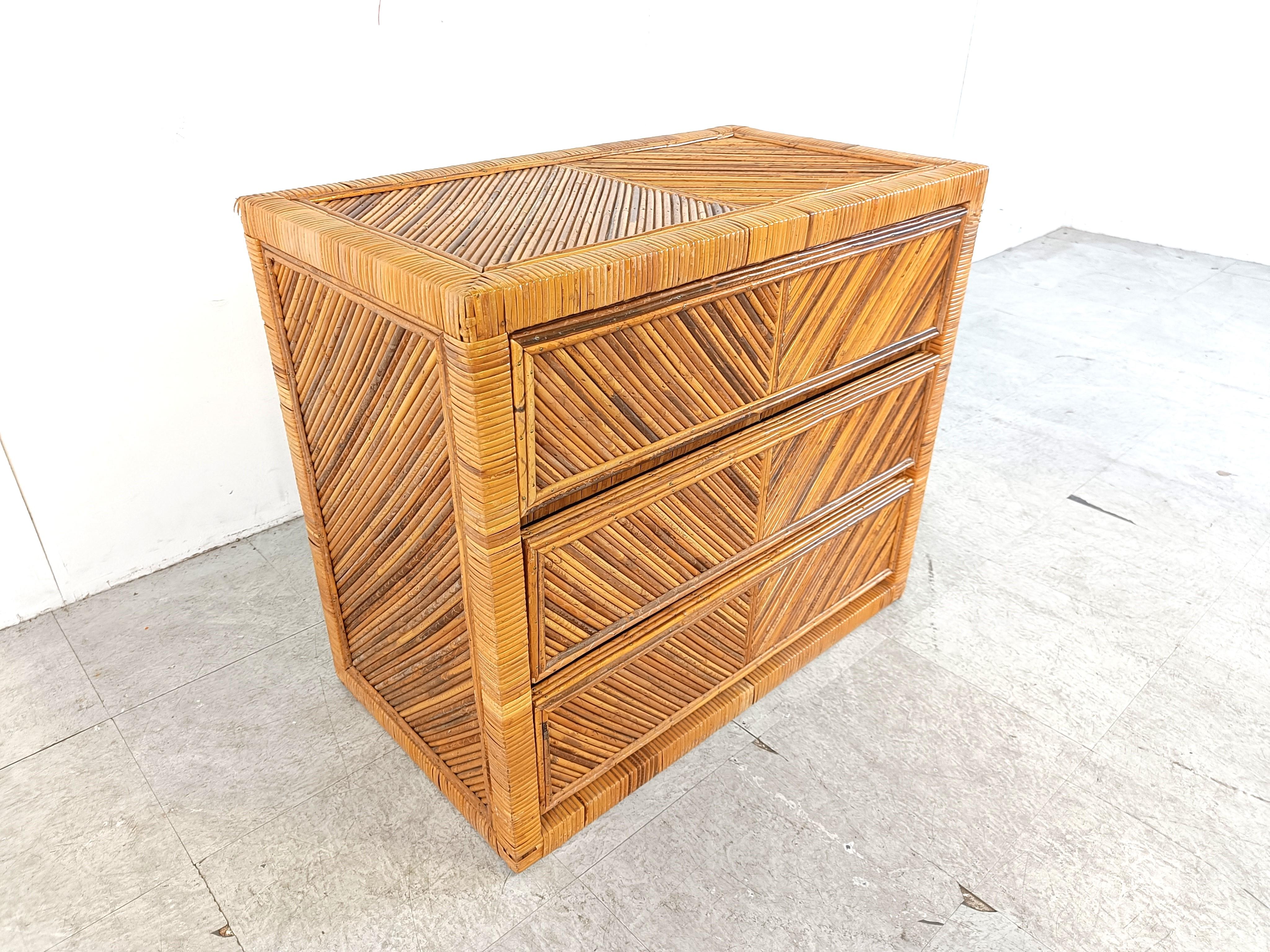 Bamboo Vintage rattan chest of drawers, 1970s