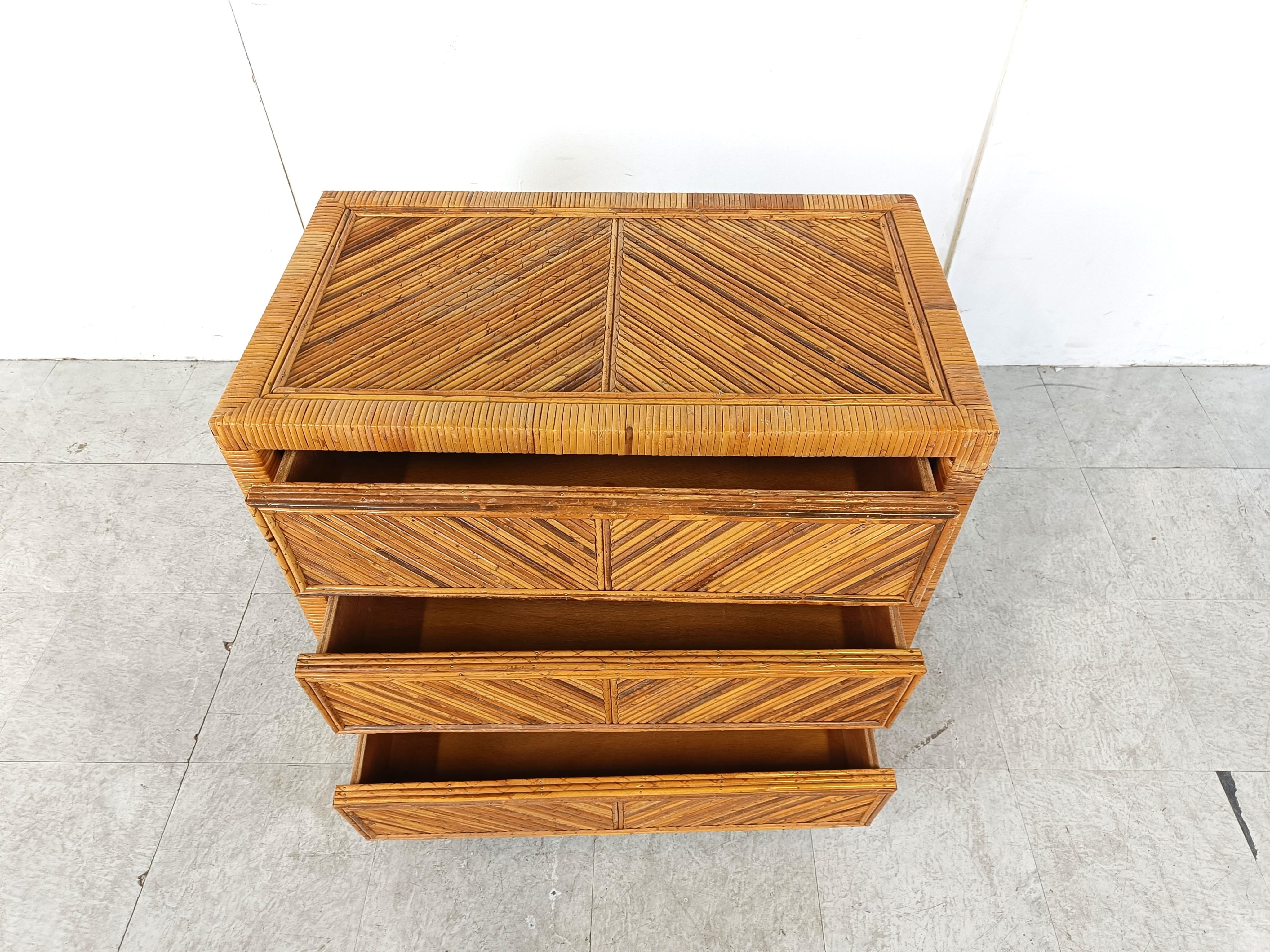 Vintage rattan chest of drawers, 1970s 2