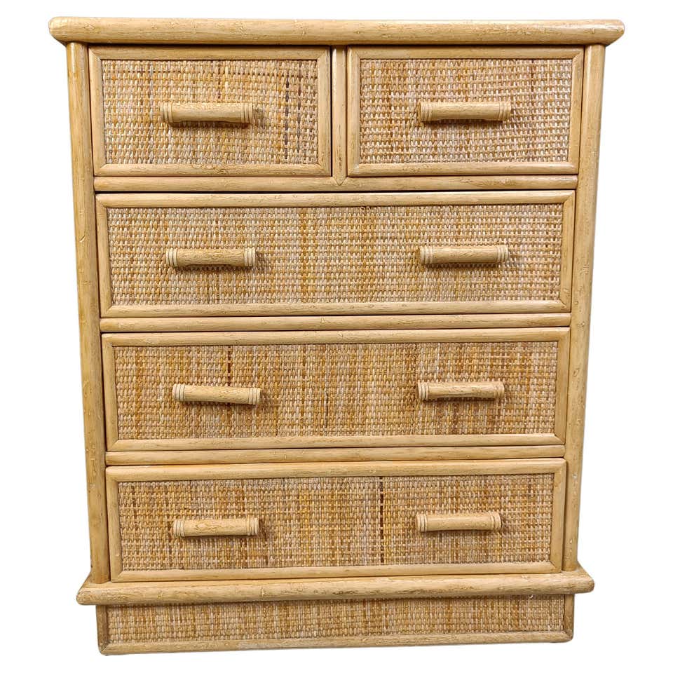 1980's Rattan Chest of Drawers at 1stDibs