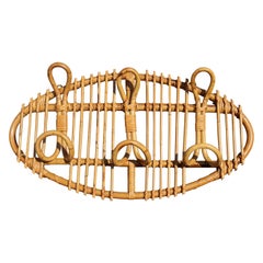 Vintage Rattan Coat Rack, Italy, 1960s