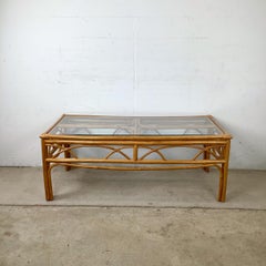 Vintage Rattan Cocktail Table, Cathedral Arch Apron