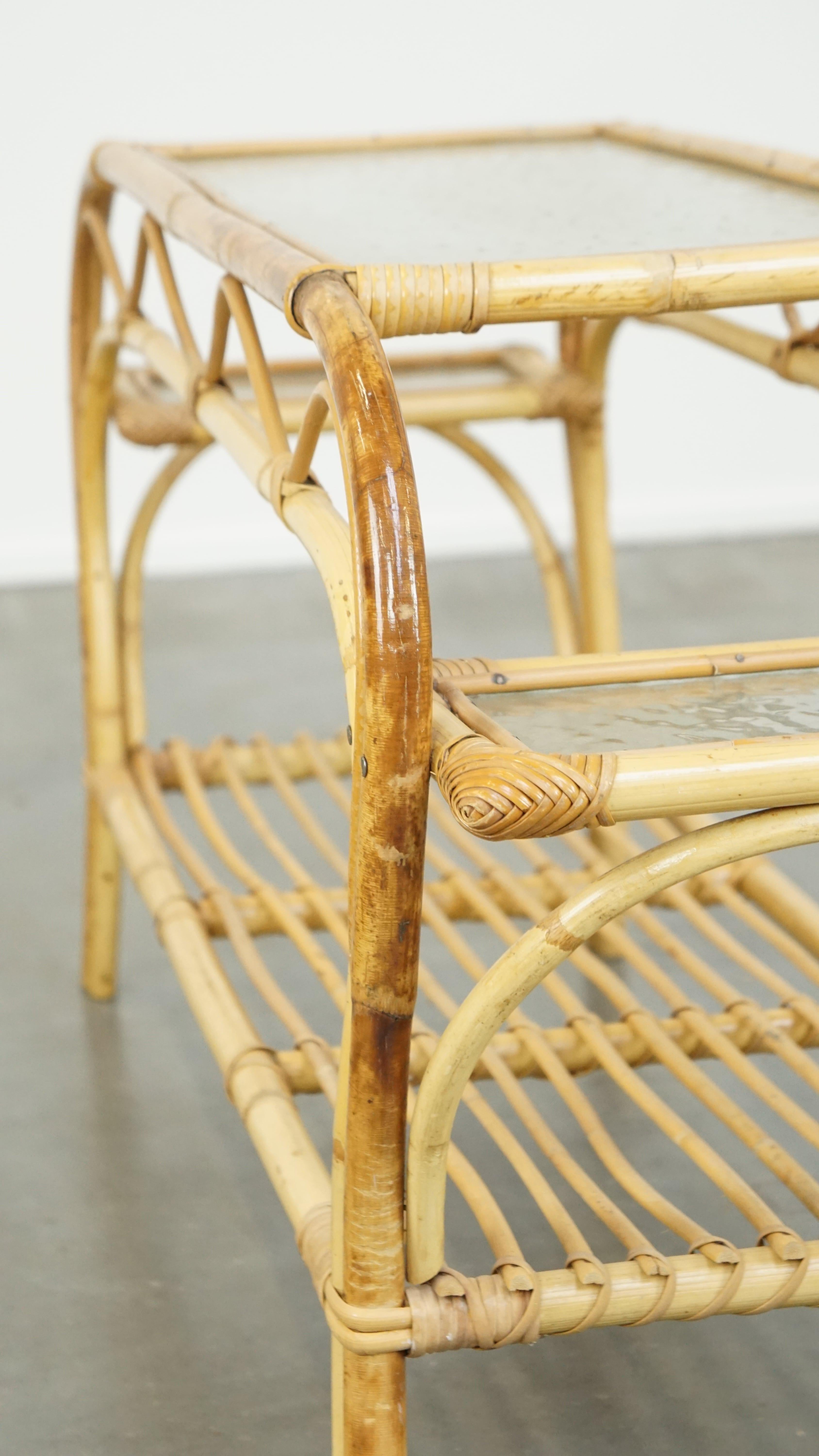 Tavolino in rattan vintage di Rohé Noordwolde degli anni '50 in vendita 3