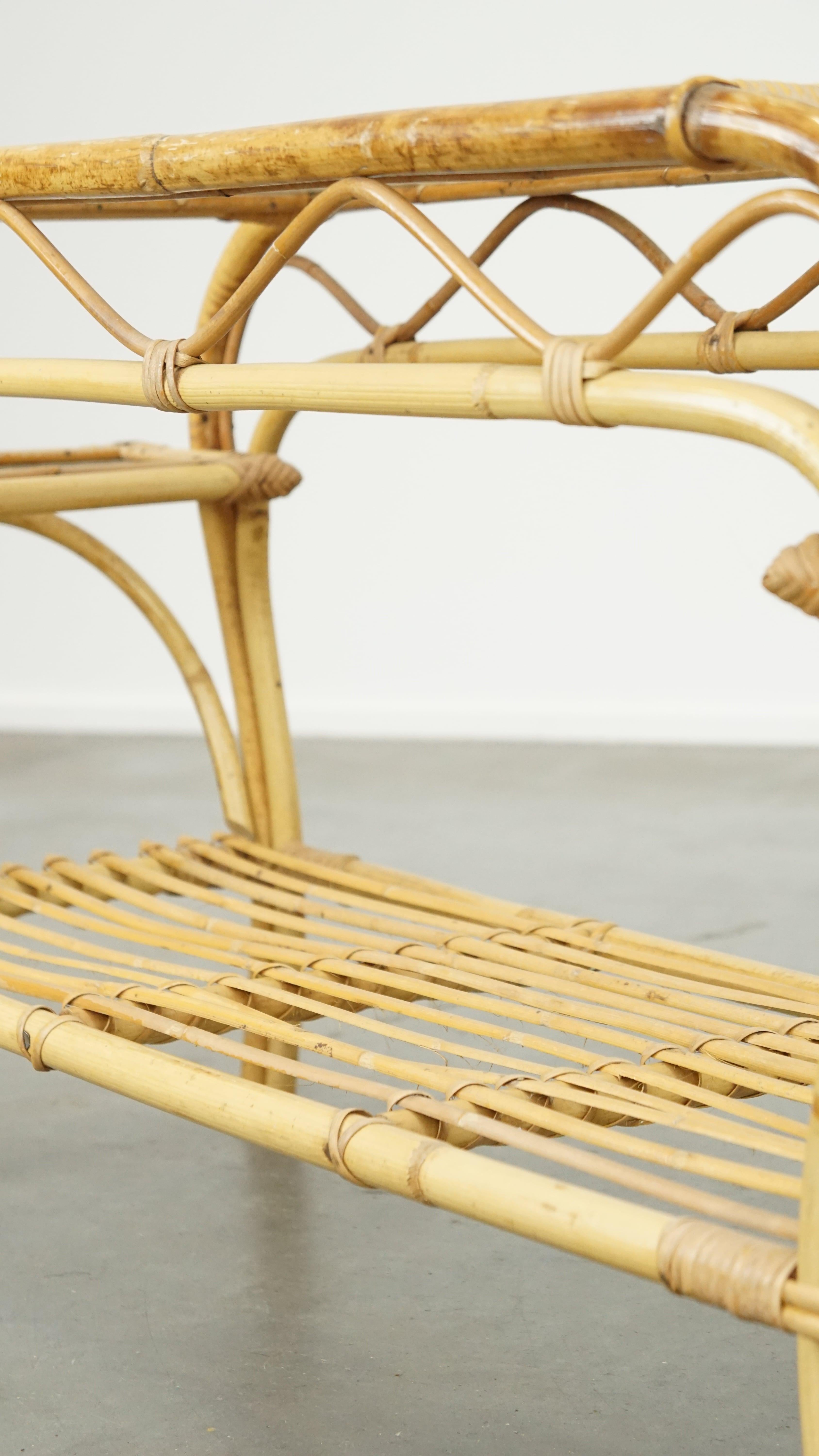 Tavolino in rattan vintage di Rohé Noordwolde degli anni '50 in vendita 4