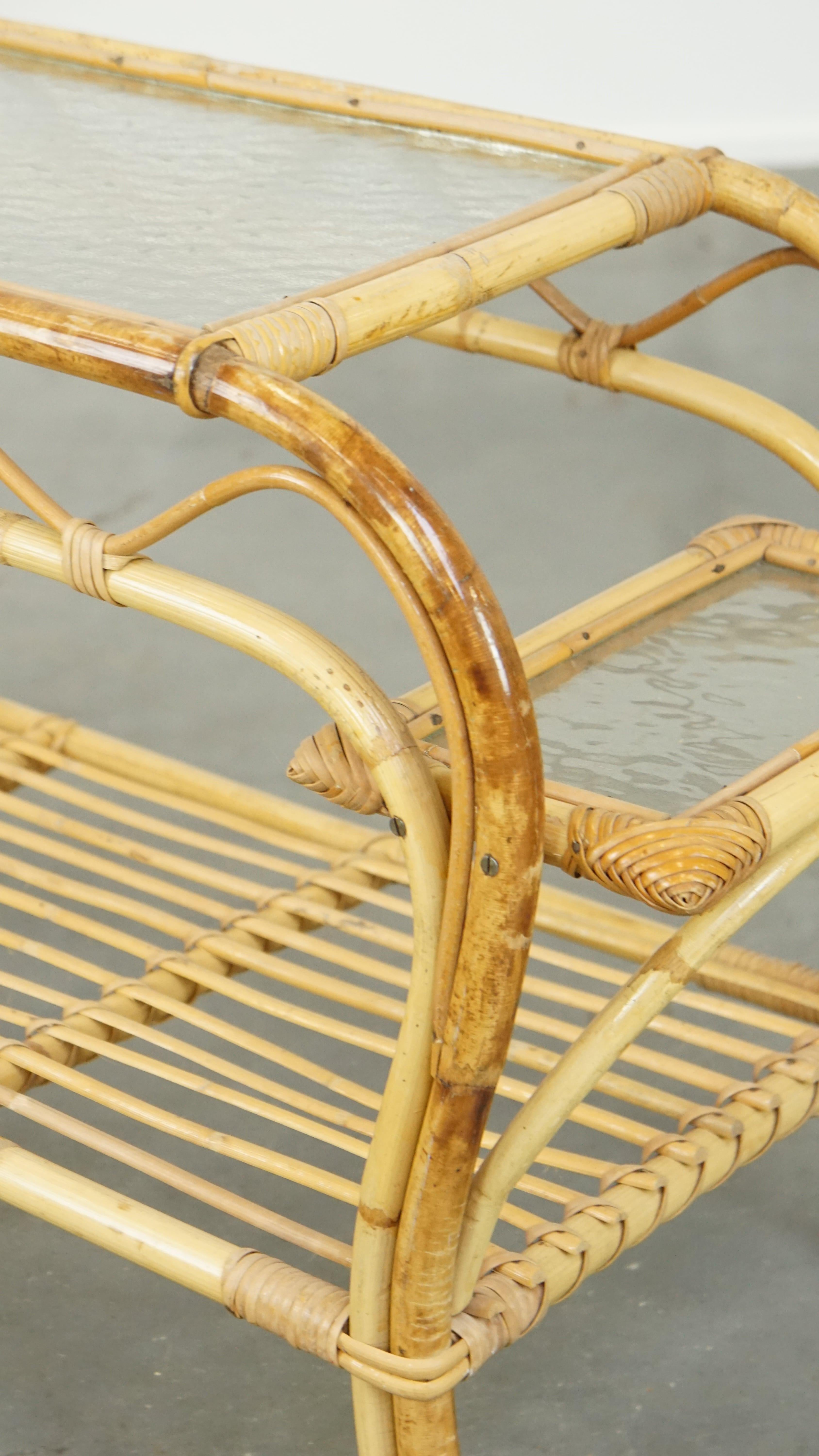 Tavolino in rattan vintage di Rohé Noordwolde degli anni '50 in vendita 5