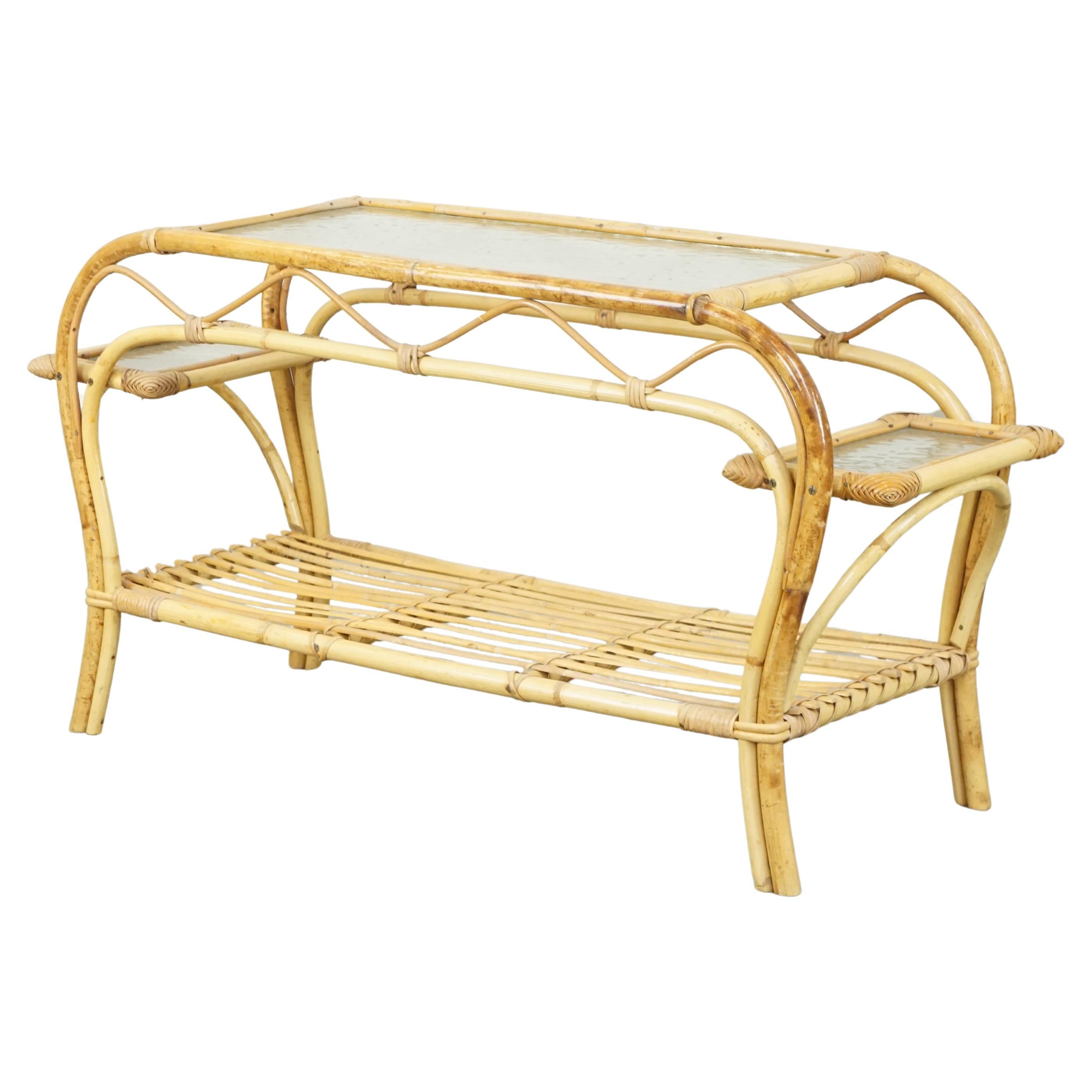 Vintage-Rattan-Couchtisch von Rohé Noordwolde aus den 1950er Jahren