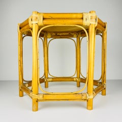 Vintage rattan coffee table, Italy 1960s