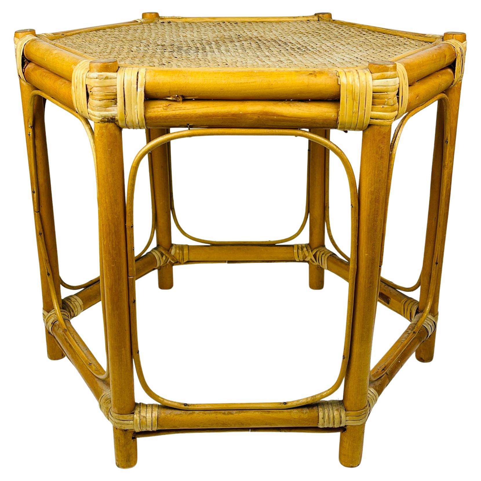Couchtisch aus Rattan im Vintage-Stil, Italien 1960er Jahre