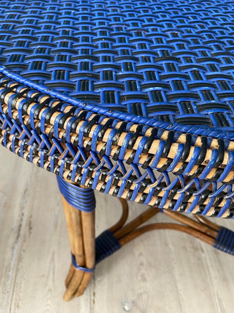 Vintage Rattan Complete Furniture Set in Black and Blue, France, 20th